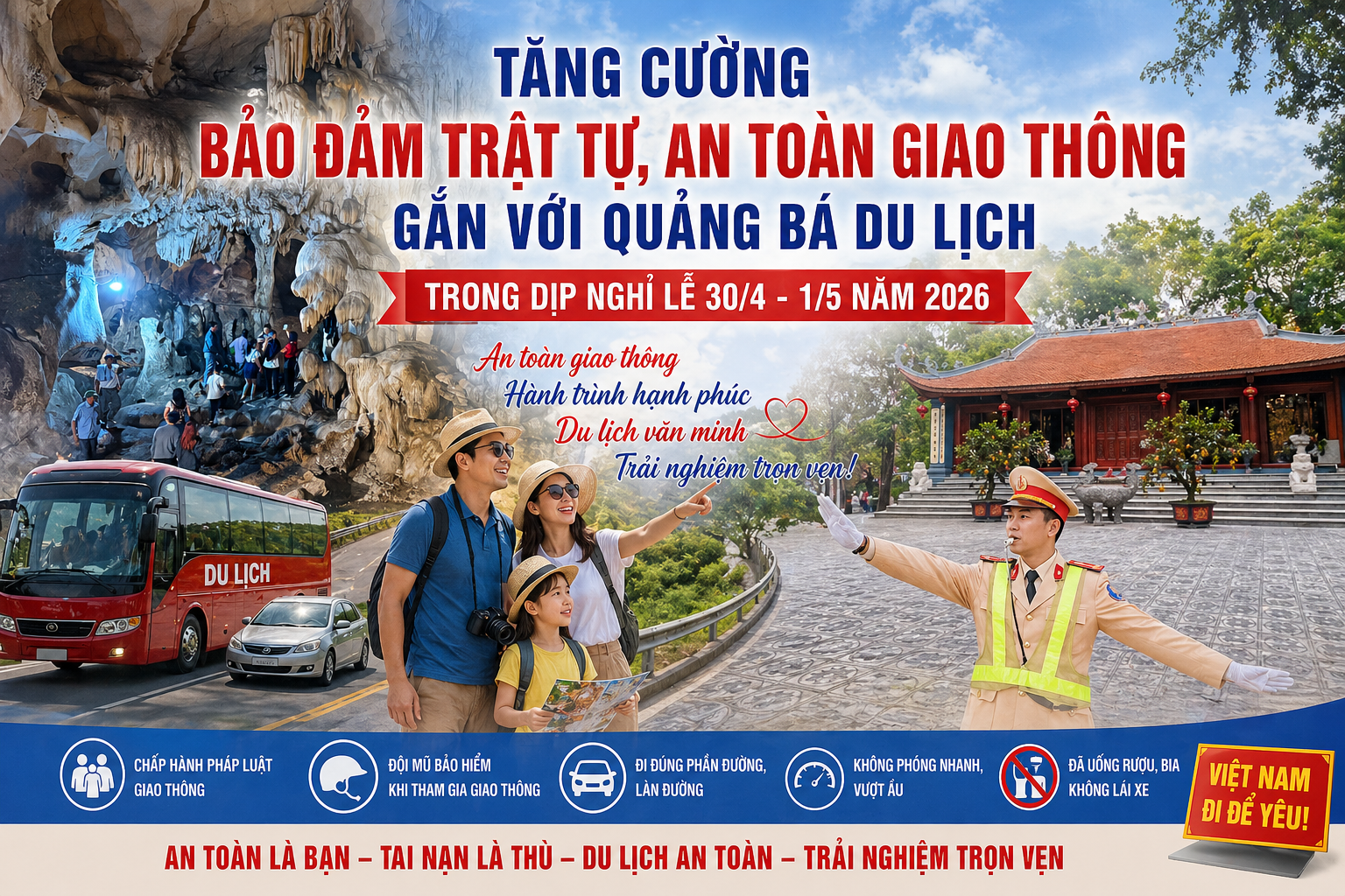 Bảo đảm trật tự, an toàn giao thông trong dịp nghỉ lễ 30/4 -1/5 năm 2026