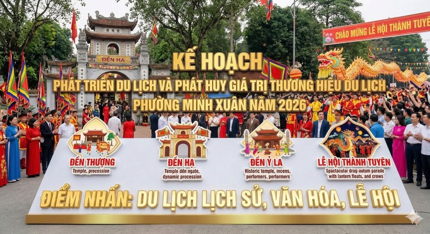 Ngày 10 tháng 04 năm 2026, Uỷ ban nhân dân phường Minh Xuân đã ban hành KẾ HOẠCH Phát triển du lịch và phát huy giá trị thương hiệu du lịch phường Minh Xuân năm 2026