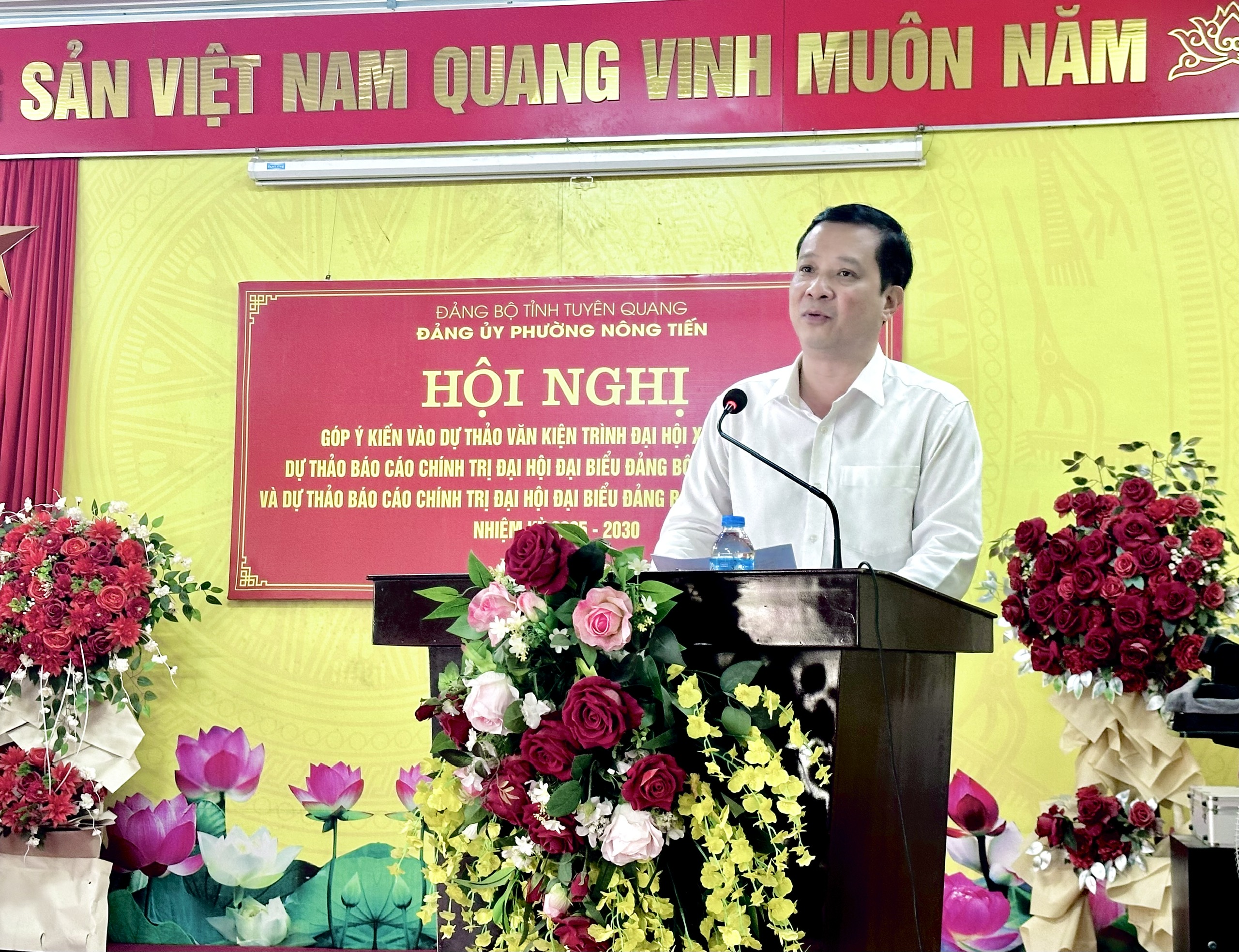 Phường Nông Tiến tổ chức lấy ý kiến góp Dự thảo các văn kiện trình đại hội đảng bộ các cấp, nhiệm kỳ 2025 - 2030