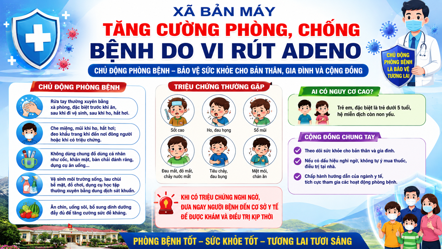 XÃ BẢN MÁY TĂNG CƯỜNG PHÒNG, CHỐNG BỆNH DO VI RÚT ADENO