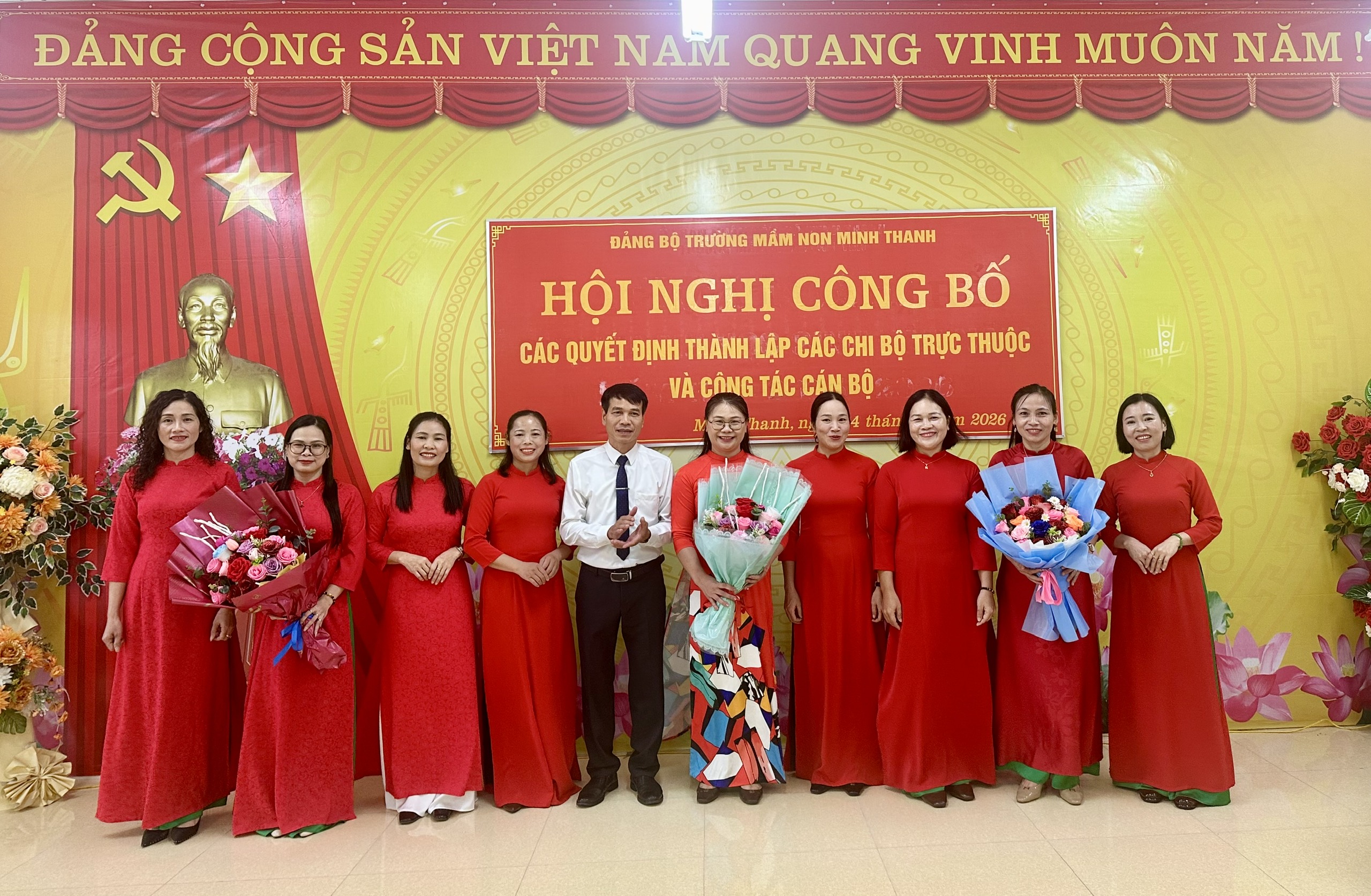 Đảng bộ Trường Mầm non Minh Thanh công bố quyết định thành lập các chi bộ trực thuộc