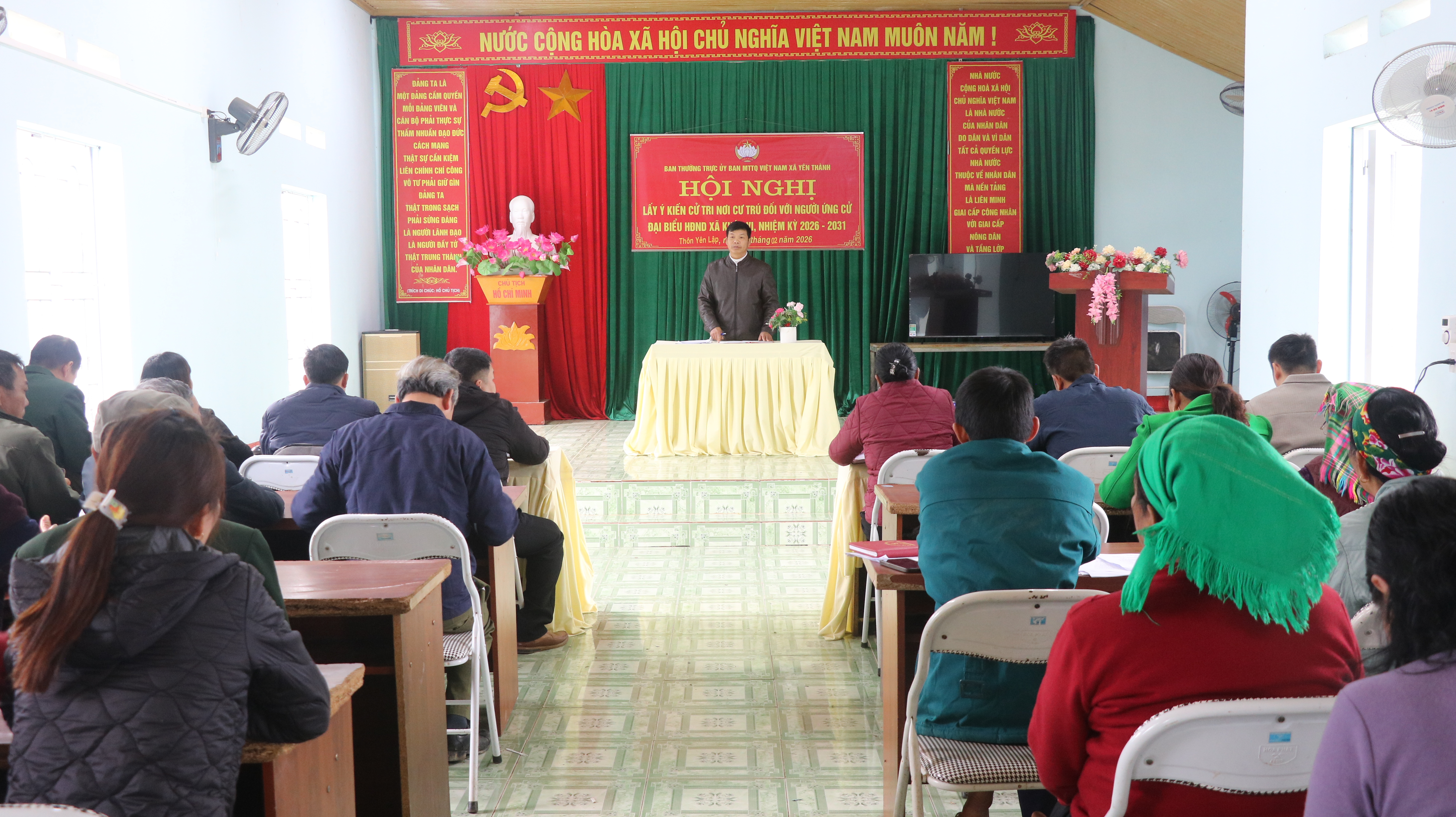 Hội nghị lấy ý kiến cử tri nơi cư trú đối với người ứng cử Đại biểu HĐND xã khóa VI, nhiệm kỳ 2026–2031 tại thôn Yên Lập