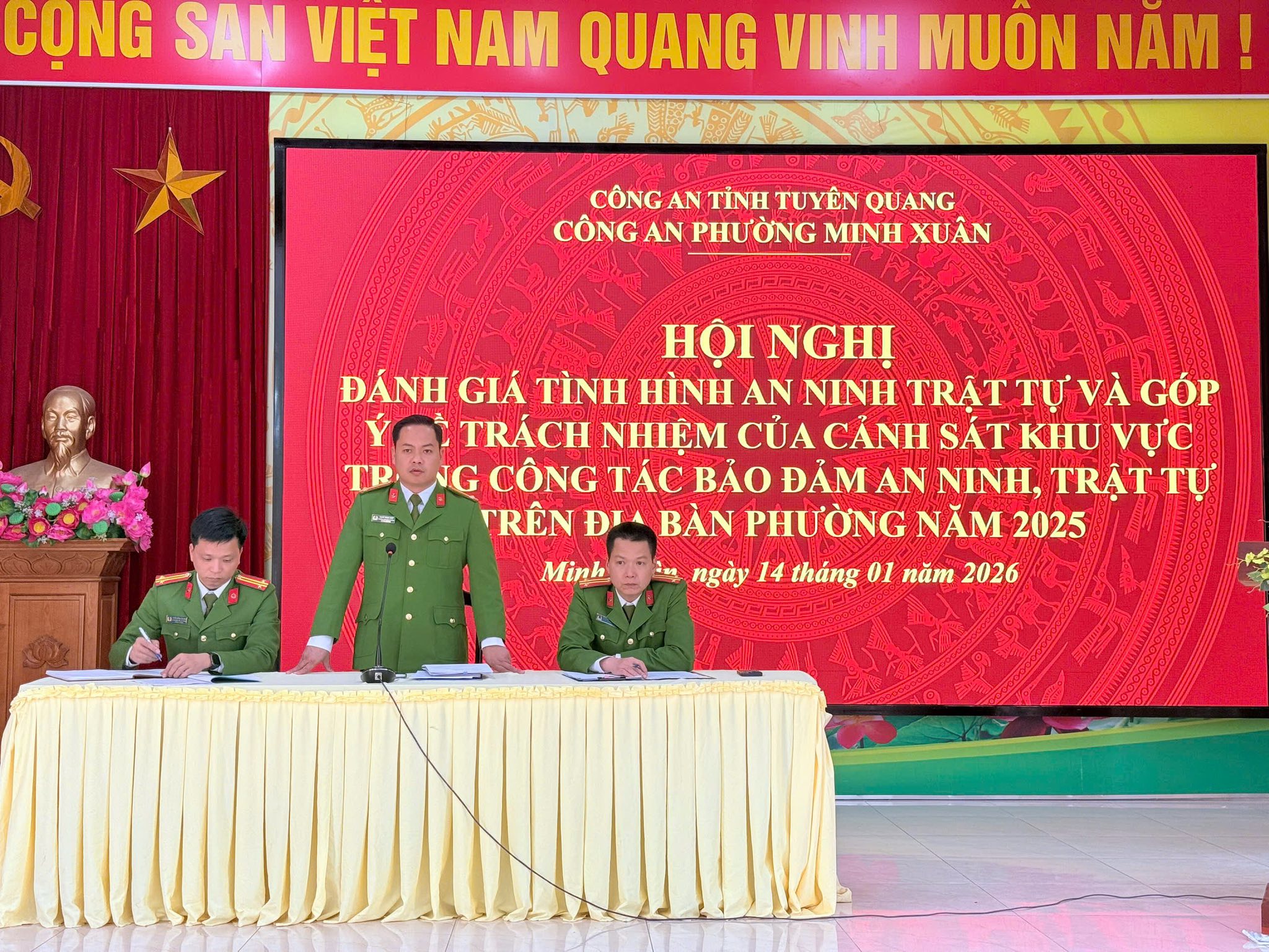 CÔNG AN PHƯỜNG MINH XUÂN CHỦ ĐỘNG ĐẢM BẢO AN NINH TRẬT TỰ TỪ CƠ SỞ HƯỚNG TỚI ĐẠI HỘI XIV CỦA ĐẢNG