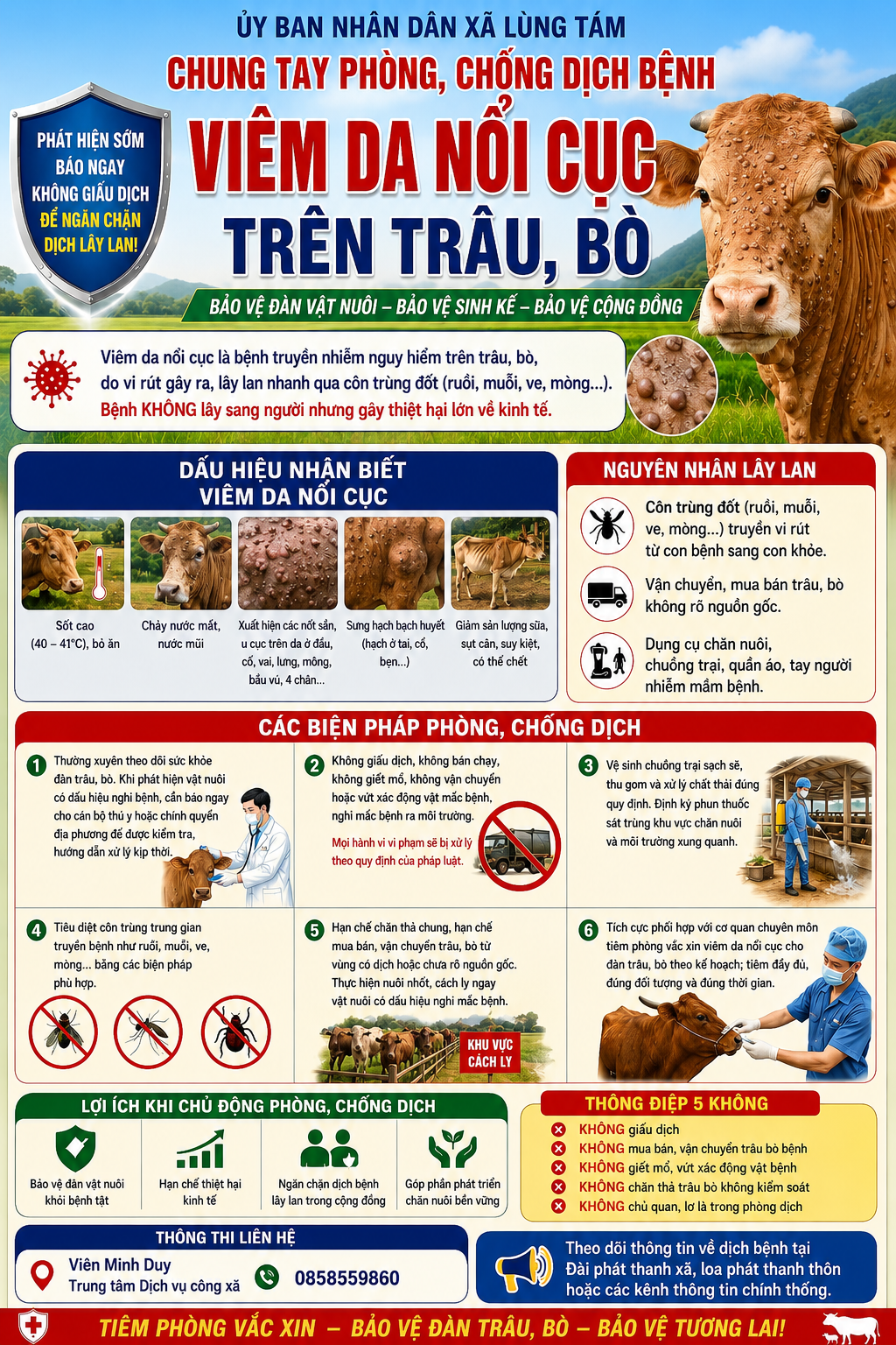 THÔNG BÁO PHÒNG, CHỐNG BỆNH VIÊM DA NỔI CỤC TRÊN TRÂU, BÒ 