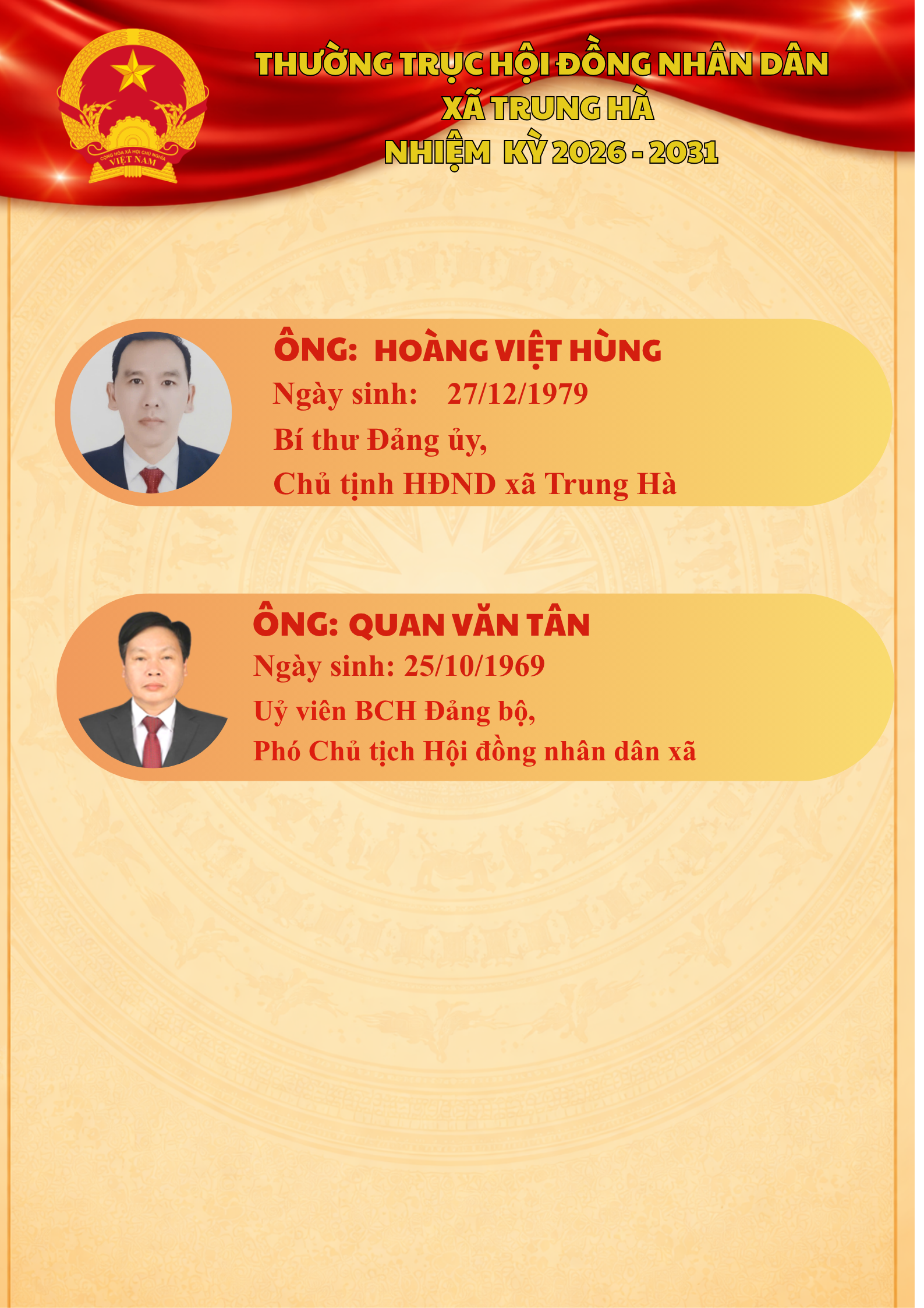 THƯỜNG TRỰC HỘI ĐỒNG NHÂN DÂN NHIỆM KỲ 2026- 2031