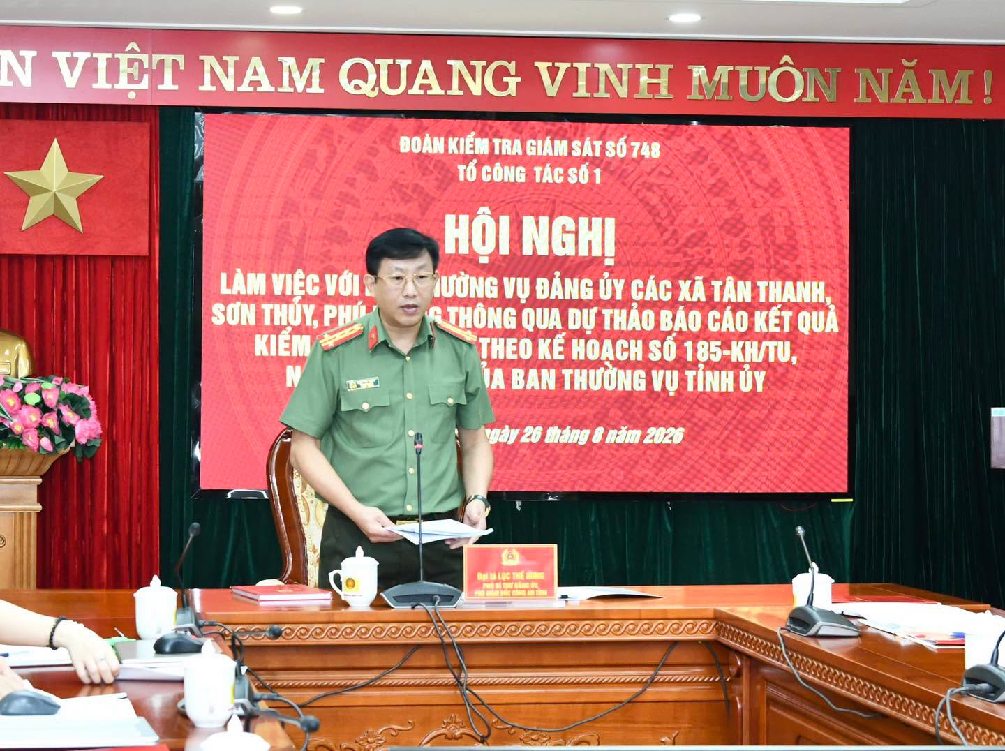 ĐOÀN KIỂM TRA BAN THƯỜNG VỤ TỈNH ỦY LÀM VIỆC VỚI ĐẢNG ỦY CÁC XÃ TÂN THANH, SƠN THỦY, PHÚ LƯƠNG