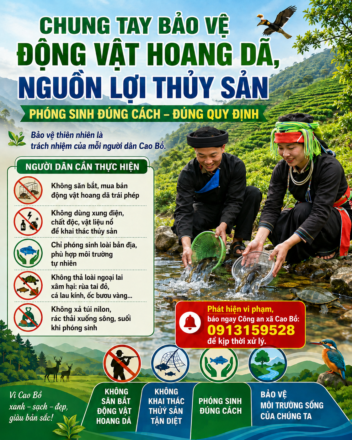 Cao Bồ chung tay bảo vệ động vật hoang dã, nguồn lợi thủy sản – phóng sinh đúng cách