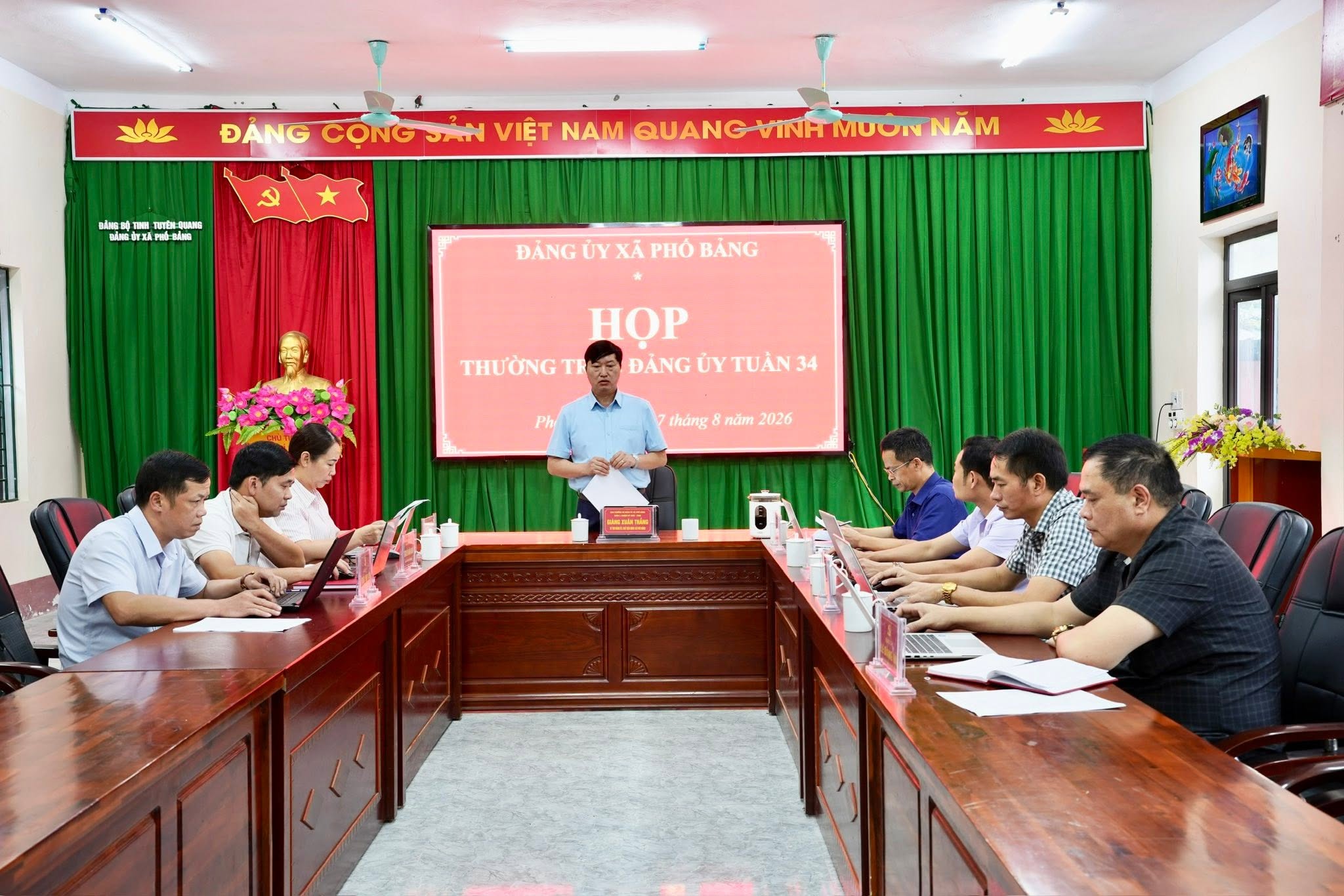 PHIÊN HỌP THƯỜNG TRỰC ĐẢNG ỦY XÃ PHỐ BẢNG TUẦN 34 CHO Ý KIẾN NHIỀU NỘI DUNG QUAN TRỌNG