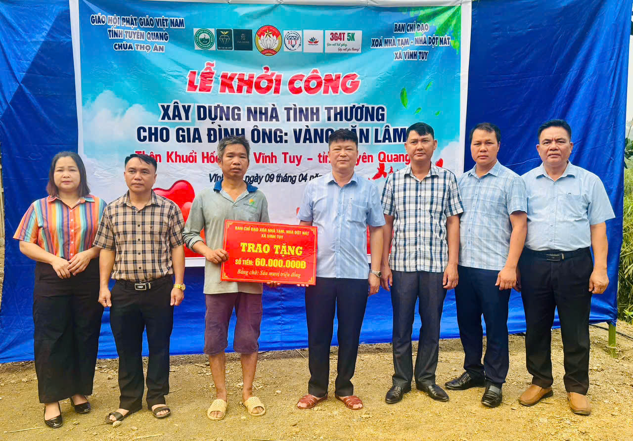 Vĩnh Tuy khởi công xây dựng nhà tình thương cho hộ gia đình ông Vàng Văn Lâm