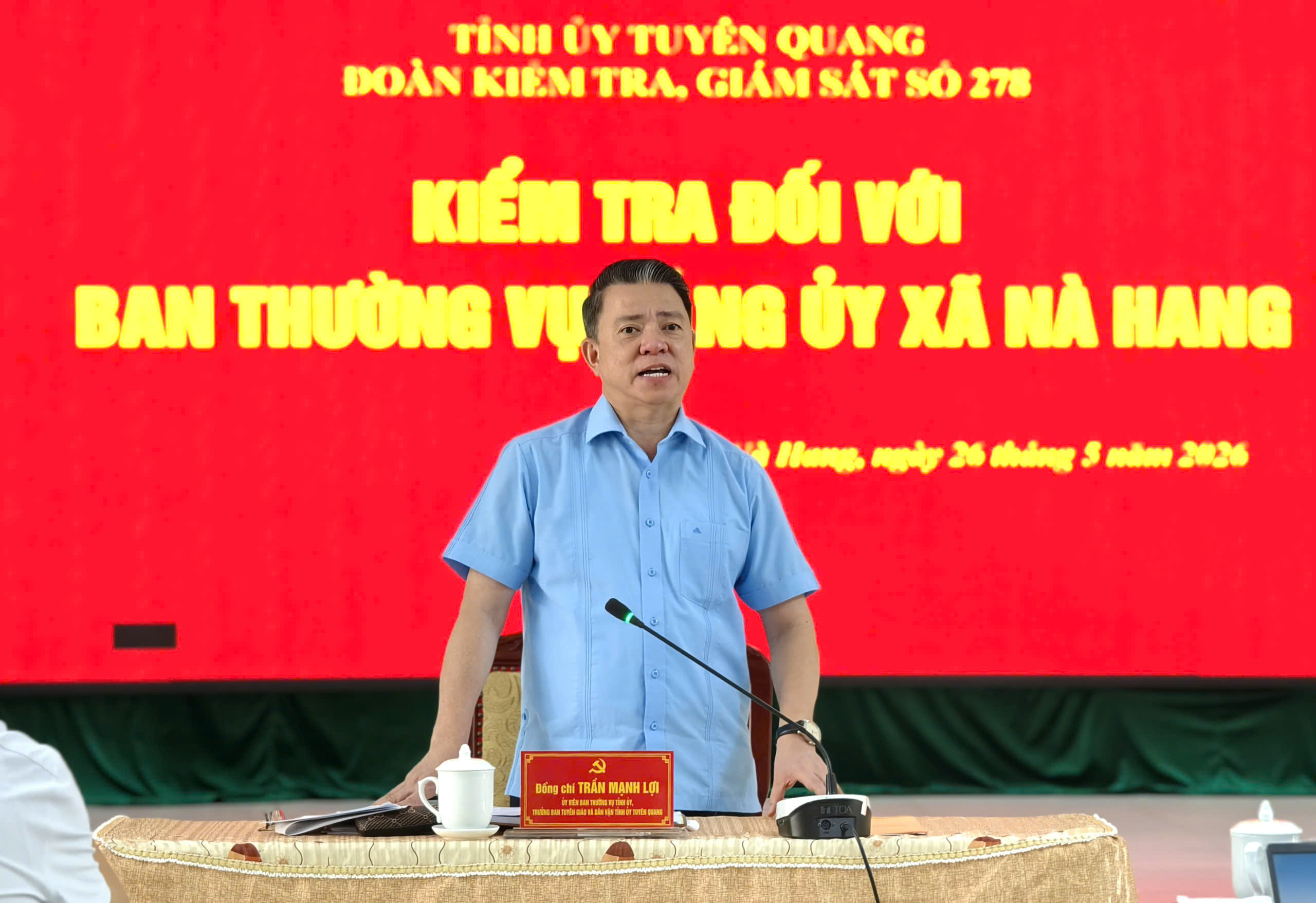 Đoàn kiểm tra, giám sát số 278 của Ban Thường vụ Tỉnh uỷ  làm việc với  Đảng ủy xã Nà Hang