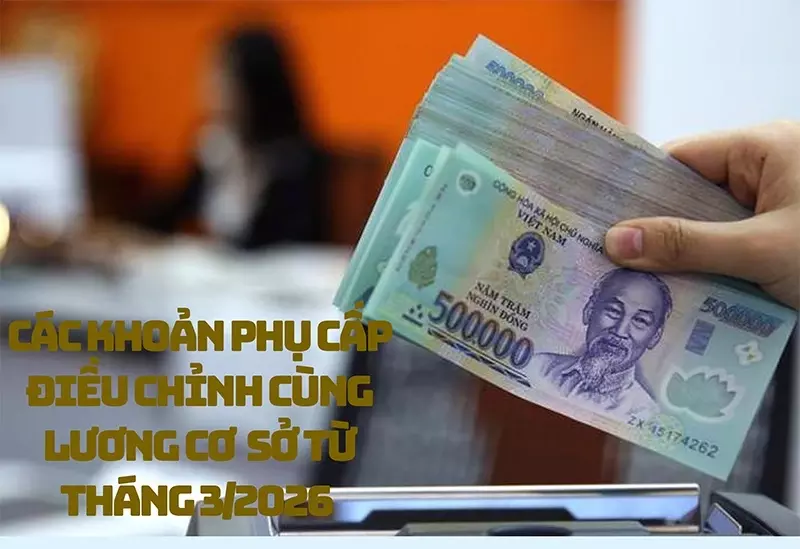 Những khoản phụ cấp sẽ điều chỉnh cùng lương cơ sở từ tháng 3/2026
