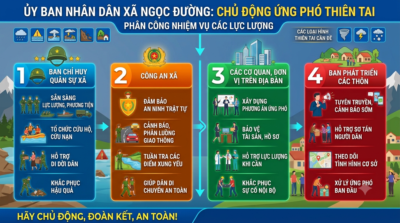XÃ NGỌC ĐƯỜNG CHỦ ĐỘNG ỨNG PHÓ VỚI MƯA LỚN, LŨ, NGẬP LỤT, LŨ QUÉT, SẠT LỞ ĐẤT, LỐC, SÉT, MƯA ĐÁ.
