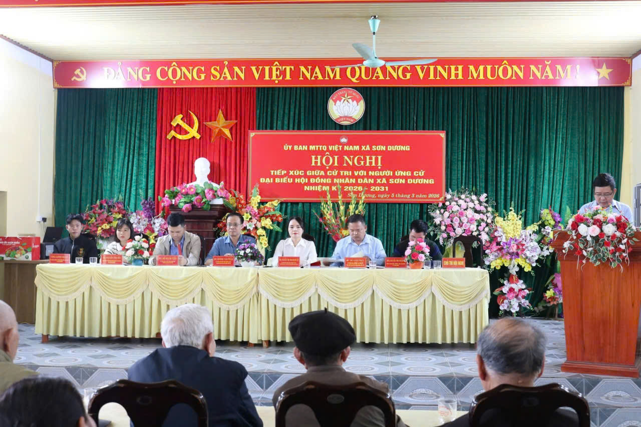Đơn vị bầu cử số 5 xã Sơn Dương tiếp xúc cử tri vận động bầu cử đại biểu HĐND cấp xã, nhiệm kỳ 2026 - 2031