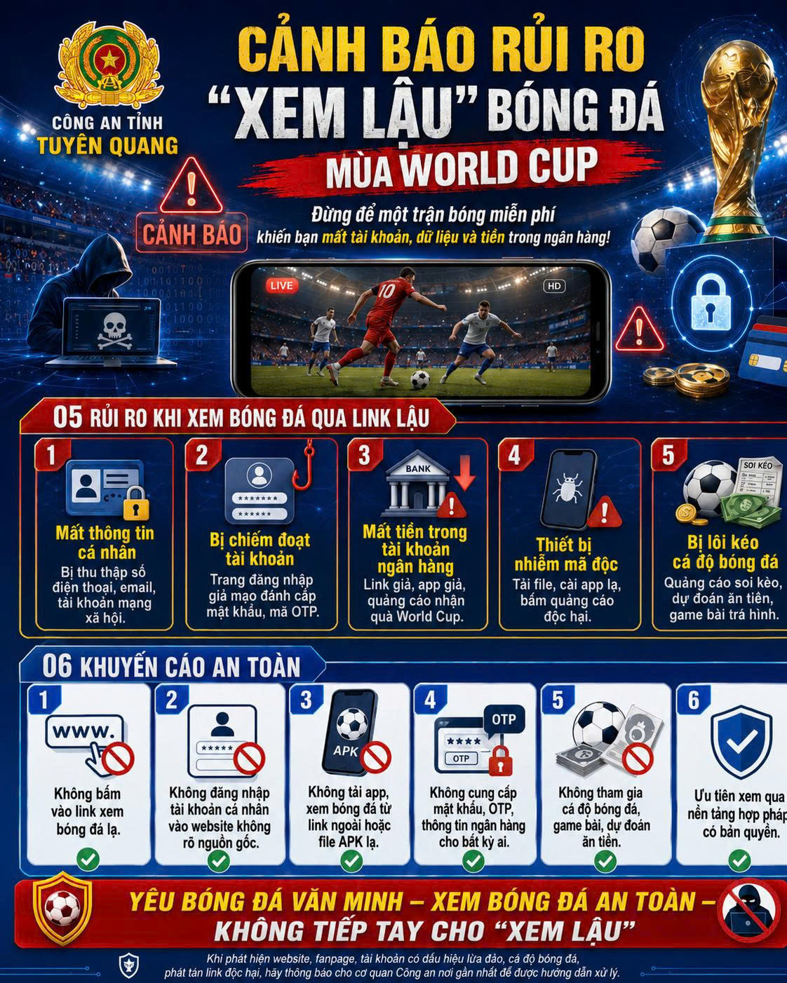 CẢNH BÁO RỦI RO “XEM LẬU” BÓNG ĐÁ MÙA WORLD CUP 