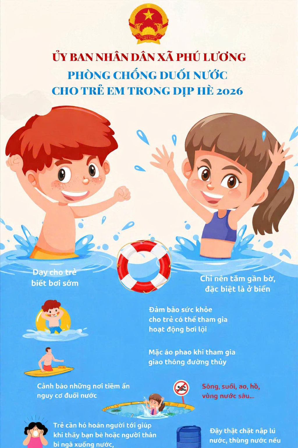 TĂNG CƯỜNG PHÒNG, CHỐNG TAI NẠN ĐUỐI NƯỚC Ở TRẺ EM TRONG DỊP HÈ