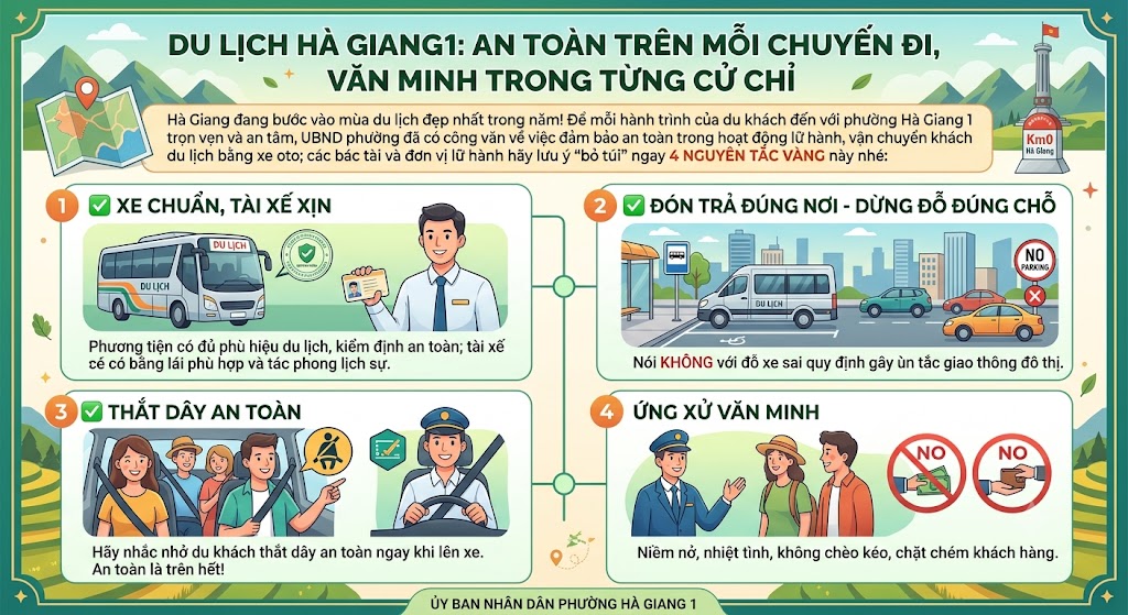 PHƯỜNG HÀ GIANG 1 ĐỒNG HÀNH CÙNG DU LỊCH AN TOÀN, VĂN MINH VÀ THÂN THIỆN