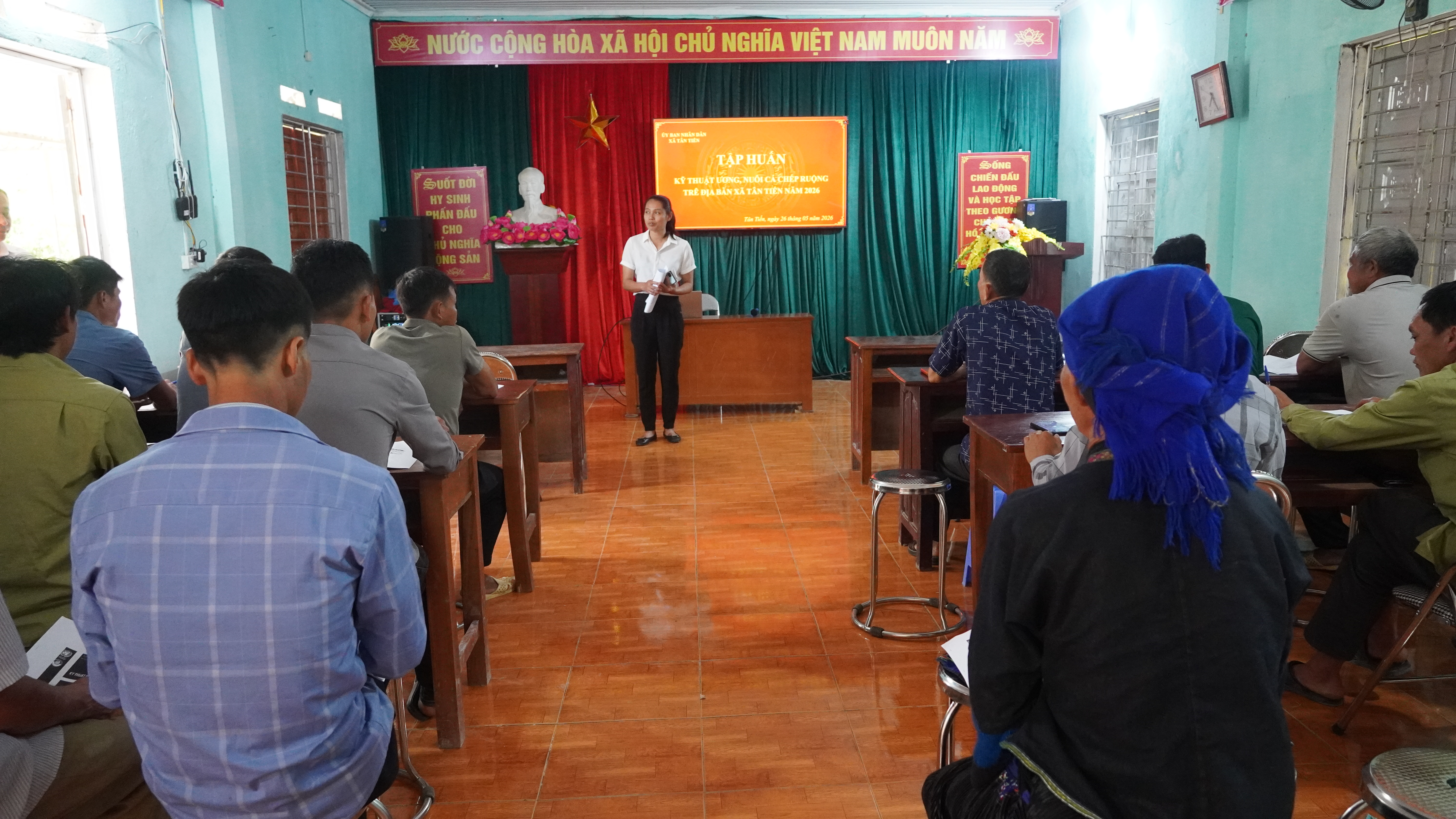 Tập huấn kỹ thuật cho các hộ ương, nuôi cá chép ruộng trên địa bàn xã Tân Tiến năm 2026