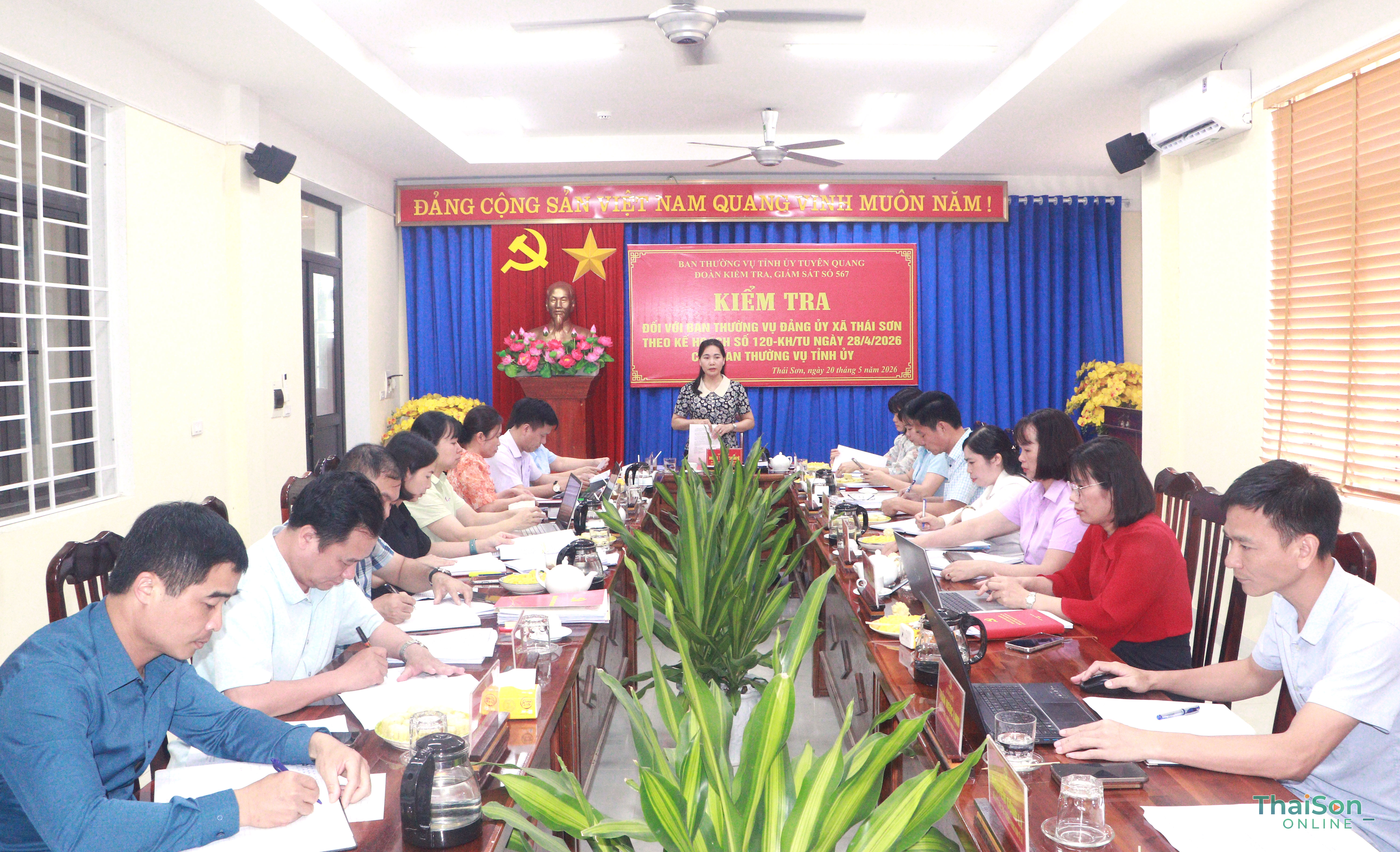 Đoàn Kiểm tra, giám sát của Ban Thường vụ Tỉnh ủy làm việc với Ban Thường vụ Đảng ủy xã Thái Sơn