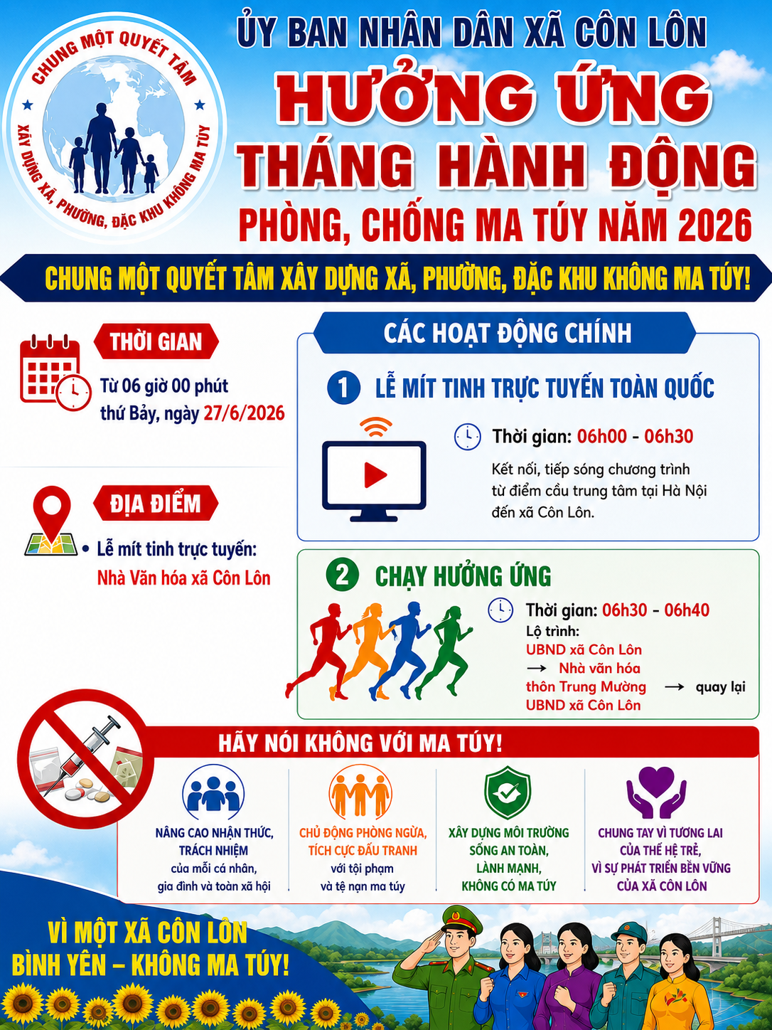 XÃ CÔN LÔN HƯỞNG ỨNG THÁNG HÀNH ĐỘNG PHÒNG, CHỐNG MA TÚY NĂM 2026 