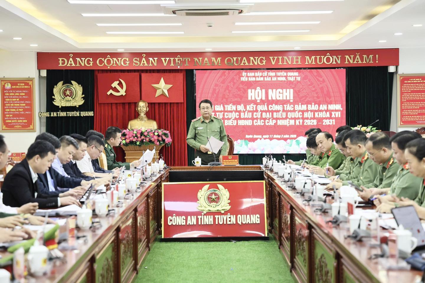 ĐÁNH GIÁ TIẾN ĐỘ, KẾT QUẢ CÔNG TÁC ĐẢM BẢO ANTT CUỘC BẦU CỬ ĐẠI BIỂU QUỐC HỘI KHOÁ XVI VÀ ĐẠI BIỂU HĐND CÁC CẤP NHIỆM KỲ 2026 - 2031