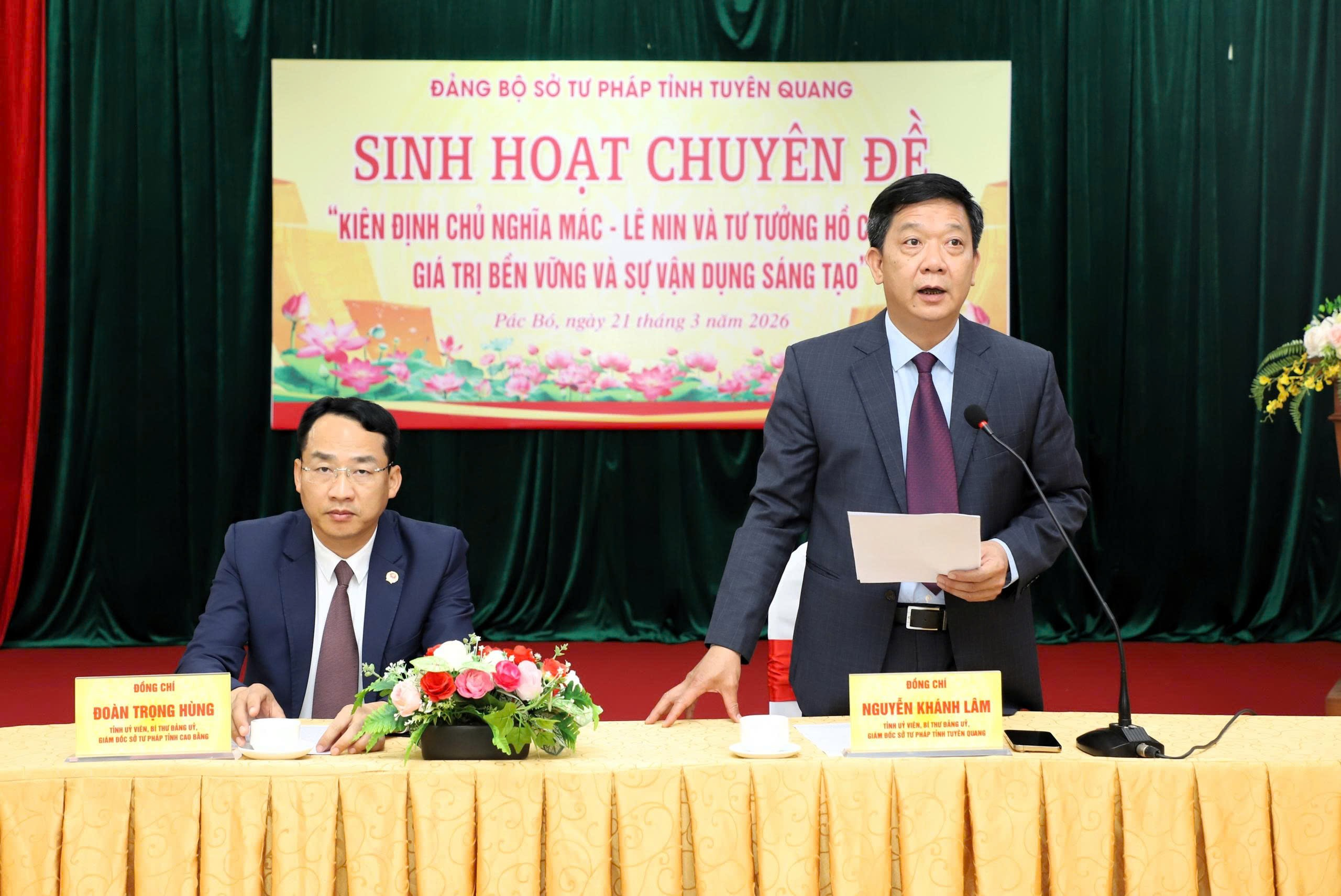 Đảng bộ Sở Tư pháp tổ chức sinh hoạt chuyên đề Quý I/2026 tại “địa chỉ đỏ” Khu di tích lịch sử Pác Bó tỉnh Cao Bằng