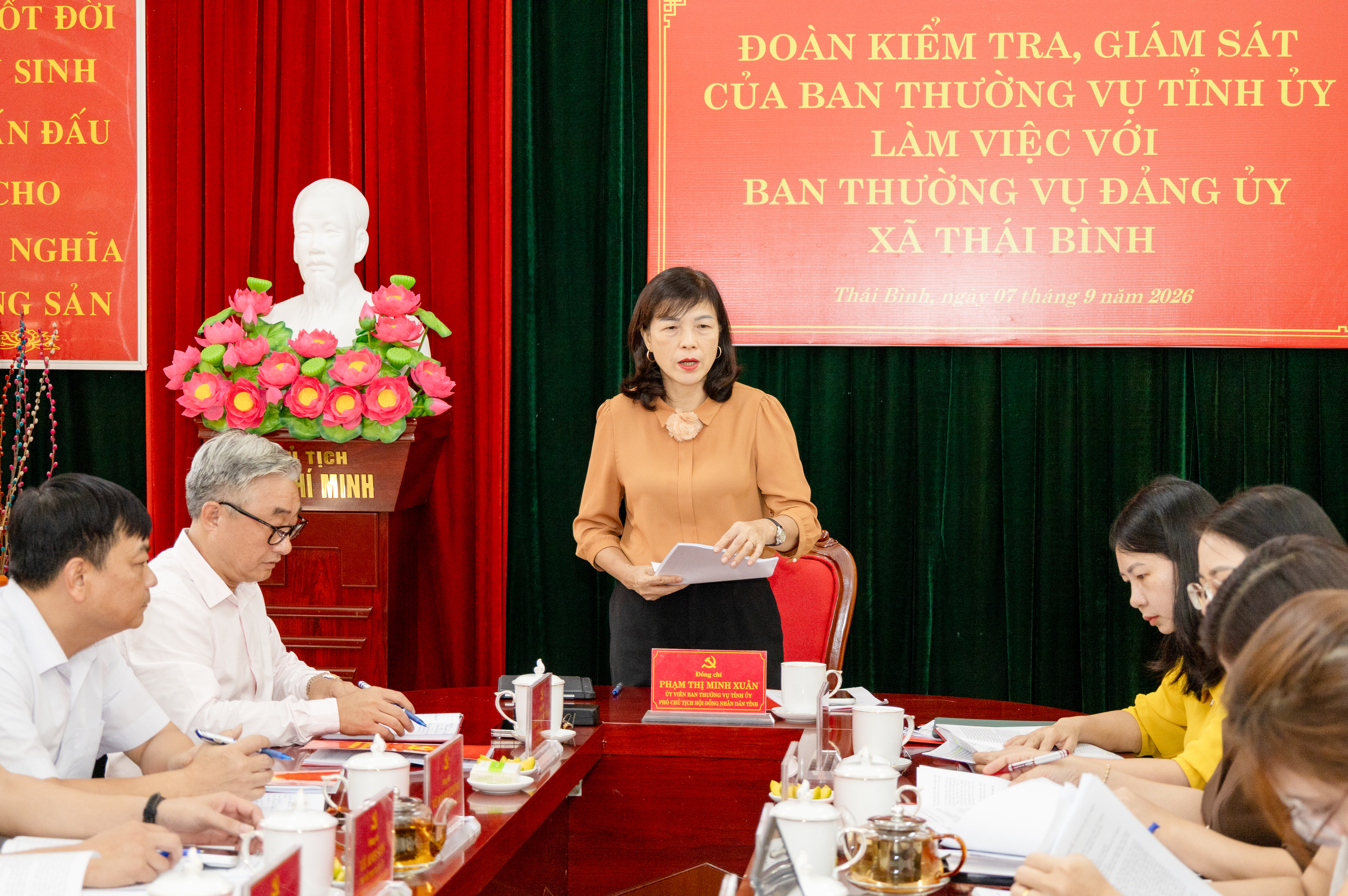 Đoàn kiểm tra, giám sát của Ban Thường vụ Tỉnh ủy làm việc với Ban Thường vụ Đảng ủy Thái Bình