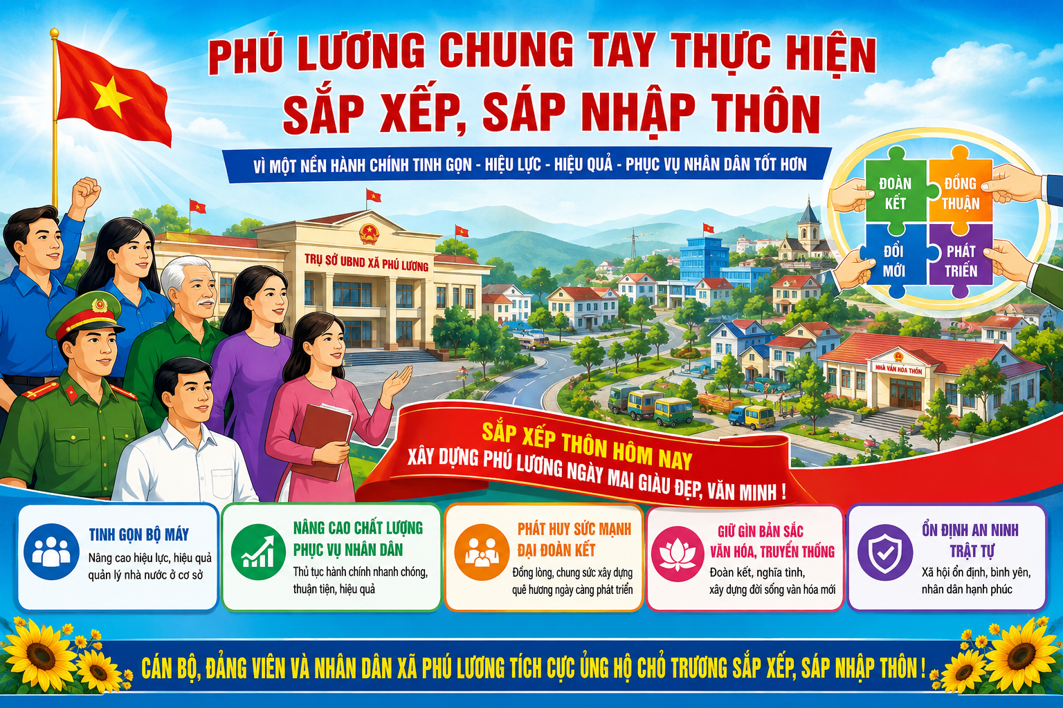 XÃ PHÚ LƯƠNG ĐẨY MẠNH TUYÊN TRUYỀN CHỦ TRƯƠNG SẮP XẾP, SÁP NHẬP THÔN TRÊN ĐỊA BÀN