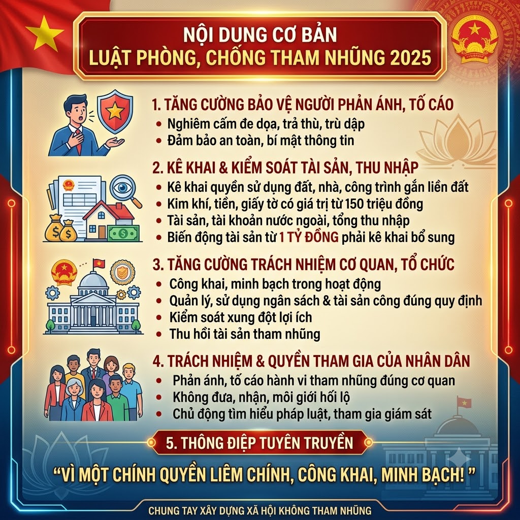 Bài tuyên truyền những nội dung cơ bản của Luật sửa đổi, bổ sung một số điều của Luật Phòng, chống tham nhũng năm 2025