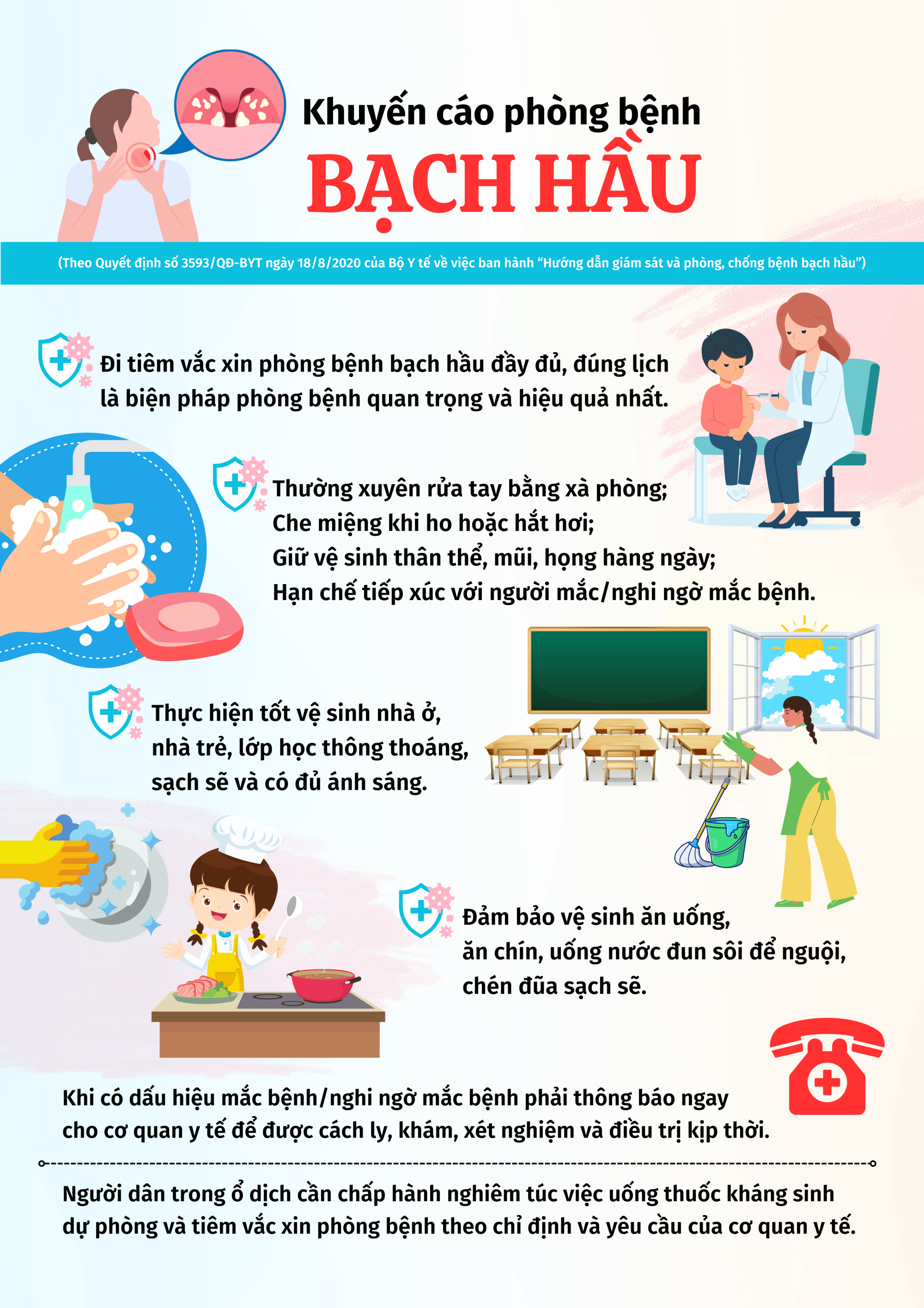 Khuyến cáo phòng bệnh Bạch Hầu