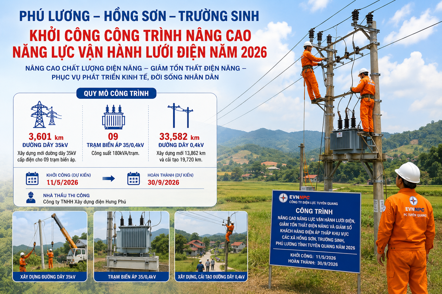 XÃ PHÚ LƯƠNG CHUẨN BỊ KHỞI CÔNG CÔNG TRÌNH NÂNG CAO NĂNG LỰC VẬN HÀNH LƯỚI ĐIỆN NĂM 2026
