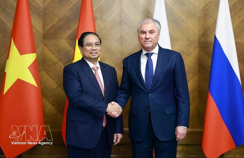 PM Pham Minh Chinh meets with Chairman of Russian State Duma Vyacheslav Volodin