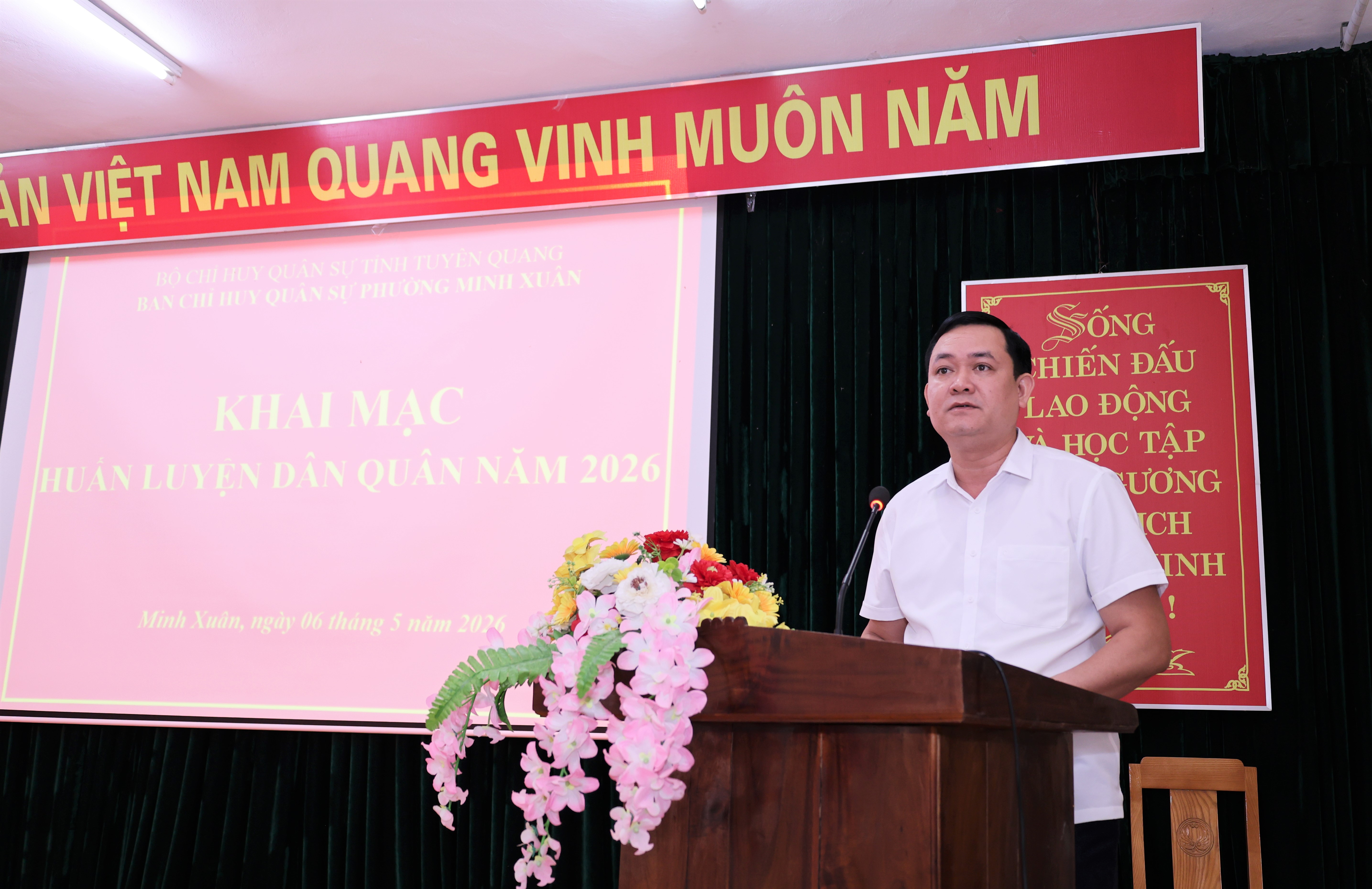Phường Minh Xuân khai mạc huấn luyện dân quân năm 2026