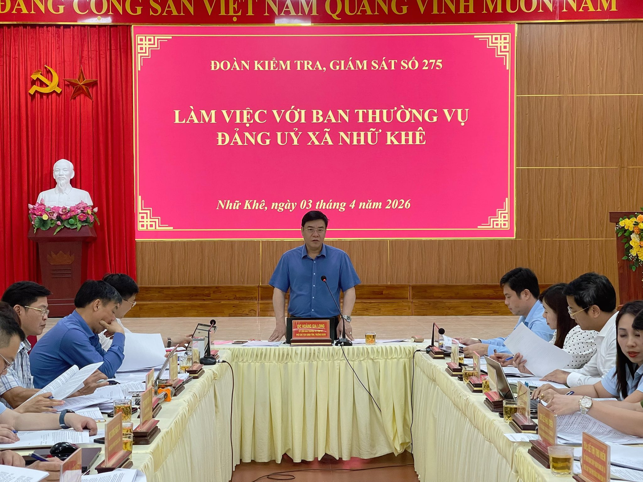 Đoàn Kiểm tra, giám sát số 275 của Ban Thường vụ Tỉnh ủy làm việc tại xã Nhữ Khê