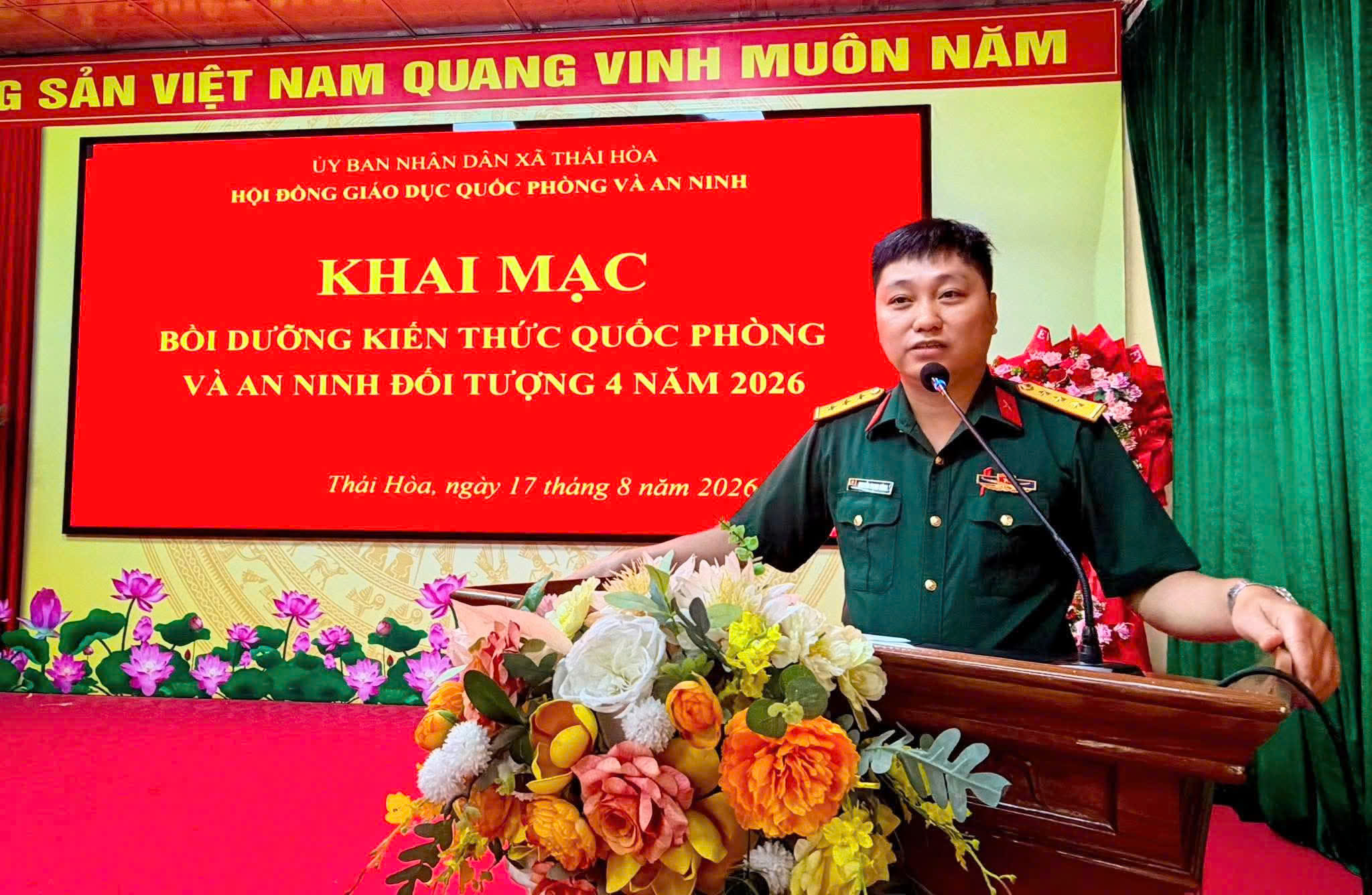 Thái Hòa khai mạc lớp bồi dưỡng kiến thức quốc phòng và an ninh đối tượng 4 năm 2026