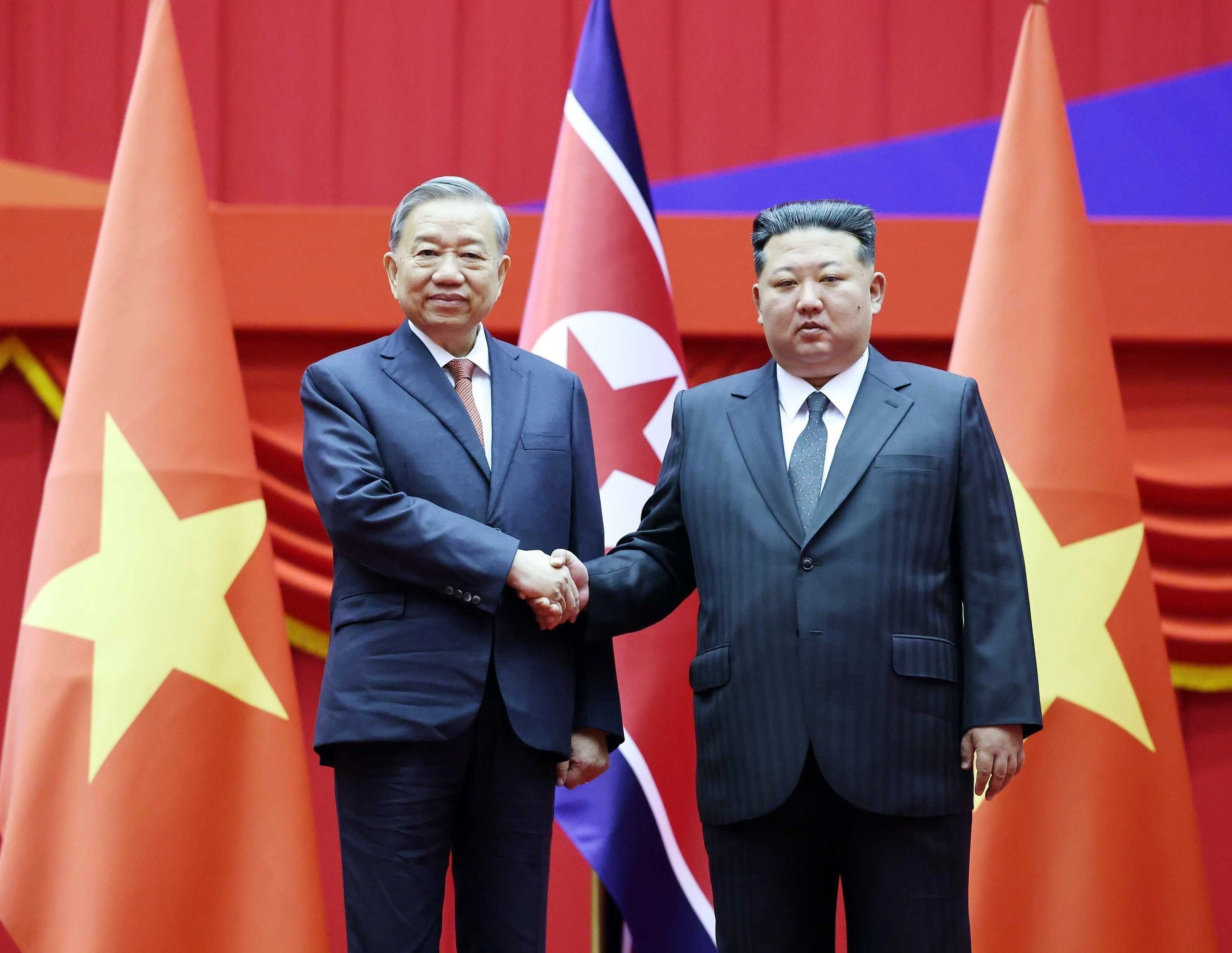 Trọng thể lễ đón Tổng Bí thư Tô Lâm thăm cấp nhà nước Triều Tiên