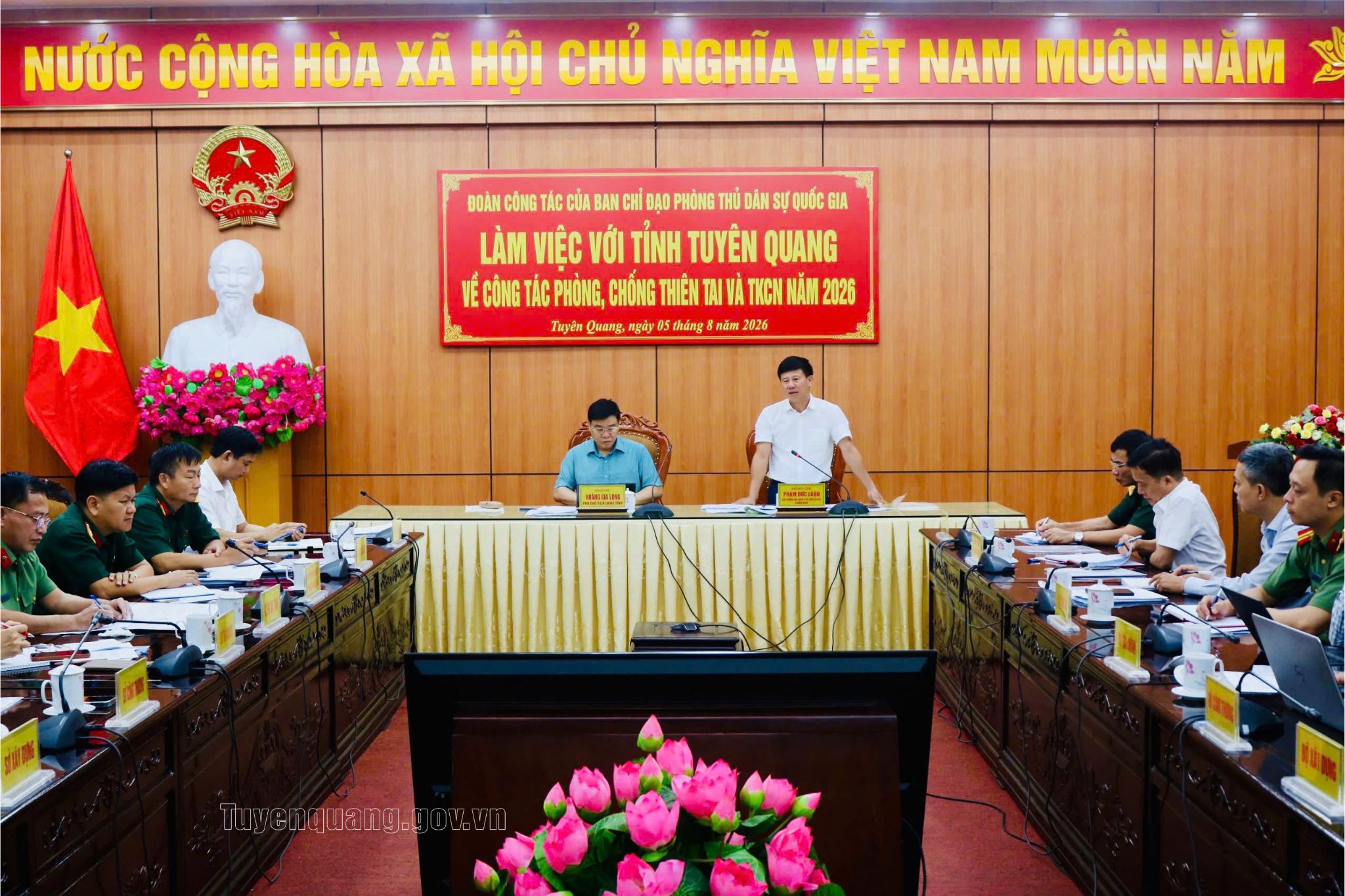 Đoàn công tác Ban Chỉ đạo Phòng thủ dân sự quốc gia làm việc với tỉnh Tuyên Quang về công tác phòng, chống thiên tai và TKCN năm 2026
