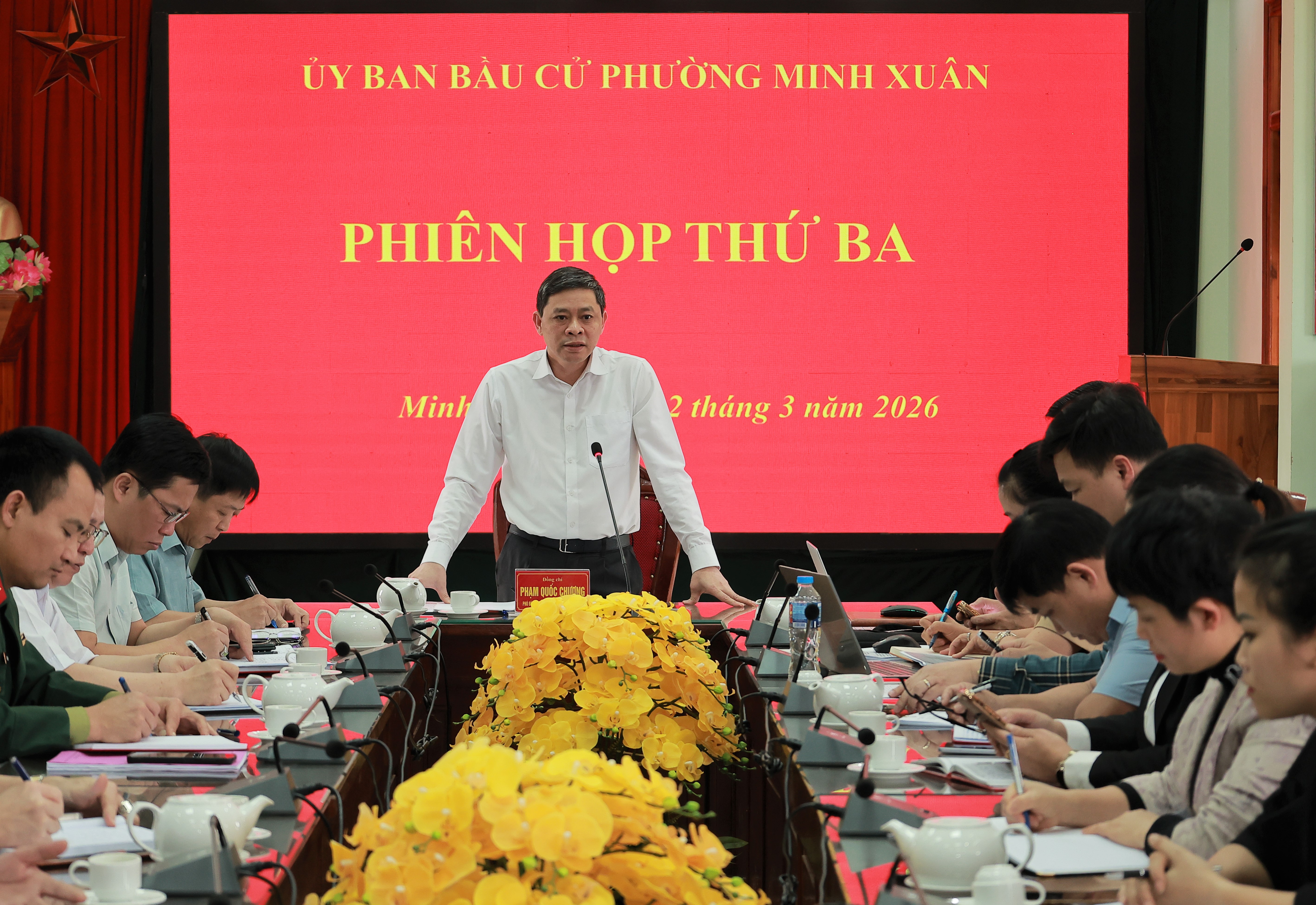 Ủy ban Bầu cử phường Minh Xuân họp phiên thứ ba, khẩn trương hoàn tất các nhiệm vụ chuẩn bị bầu cử