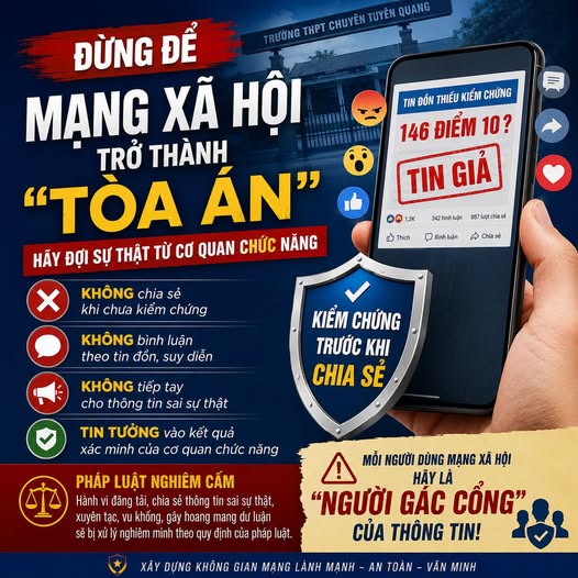 ĐỪNG ĐỂ MẠNG XÃ HỘI TRỞ THÀNH "TÒA ÁN" – HÃY ĐỢI SỰ THẬT TỪ CƠ QUAN CHỨC NĂNG