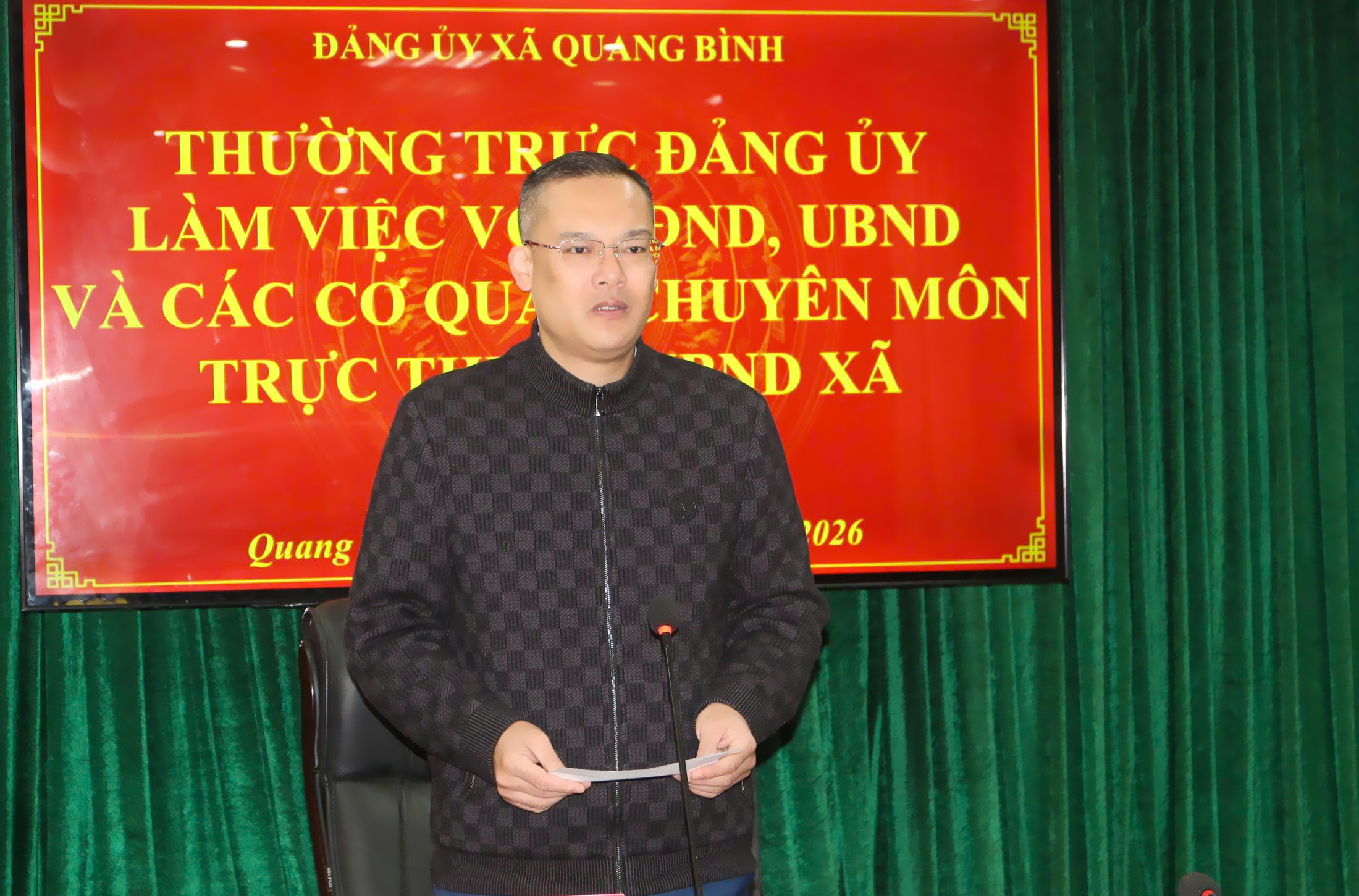 Thường trực Đảng ủy xã Quang Bình làm việc với Hội đồng nhân dân, Ủy ban nhân dân xã và các cơ quan giúp việc