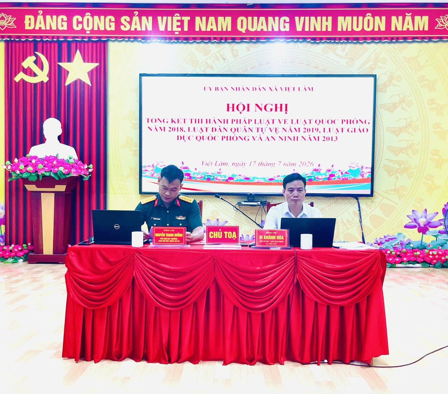 UBND XÃ VIỆT LÂM TỔNG KẾT THI HÀNH CÁC LUẬT VỀ QUỐC PHÒNG, DÂN QUÂN TỰ VỆ VÀ GIÁO DỤC QUỐC PHÒNG, AN NINH