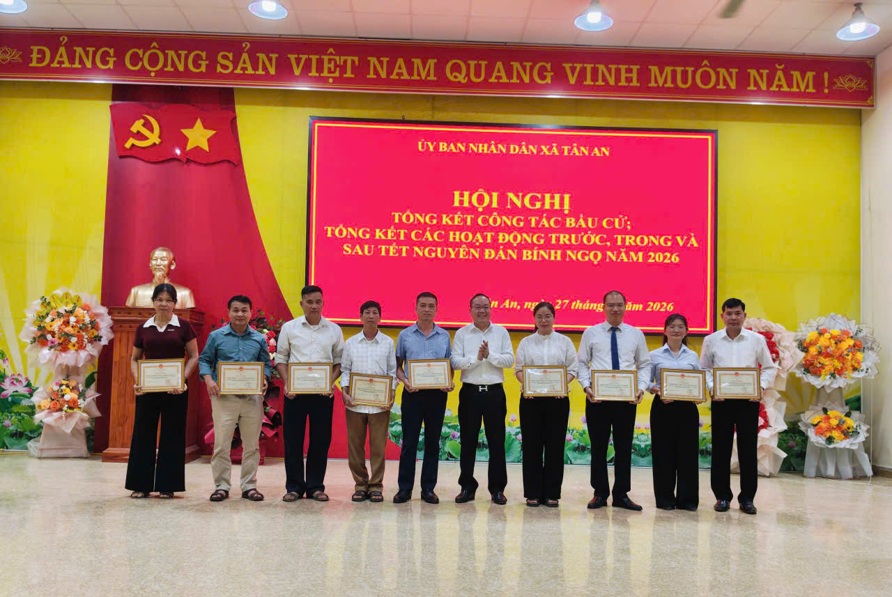 UBND XÃ TÂN AN TỔ CHỨC HỘI NGHỊ TỔNG KẾT CÔNG TÁC BẦU CỬ ĐẠI BIỂU QUỐC HỘI VÀ HĐND CÁC CẤP, NHIỆM KỲ 2026 – 2031; TỔNG KẾT CÁC HOẠT ĐỘNG TRƯỚC, TRONG VÀ SAU TẾT NGUYÊN ĐÁN BÍNH NGỌ 2026