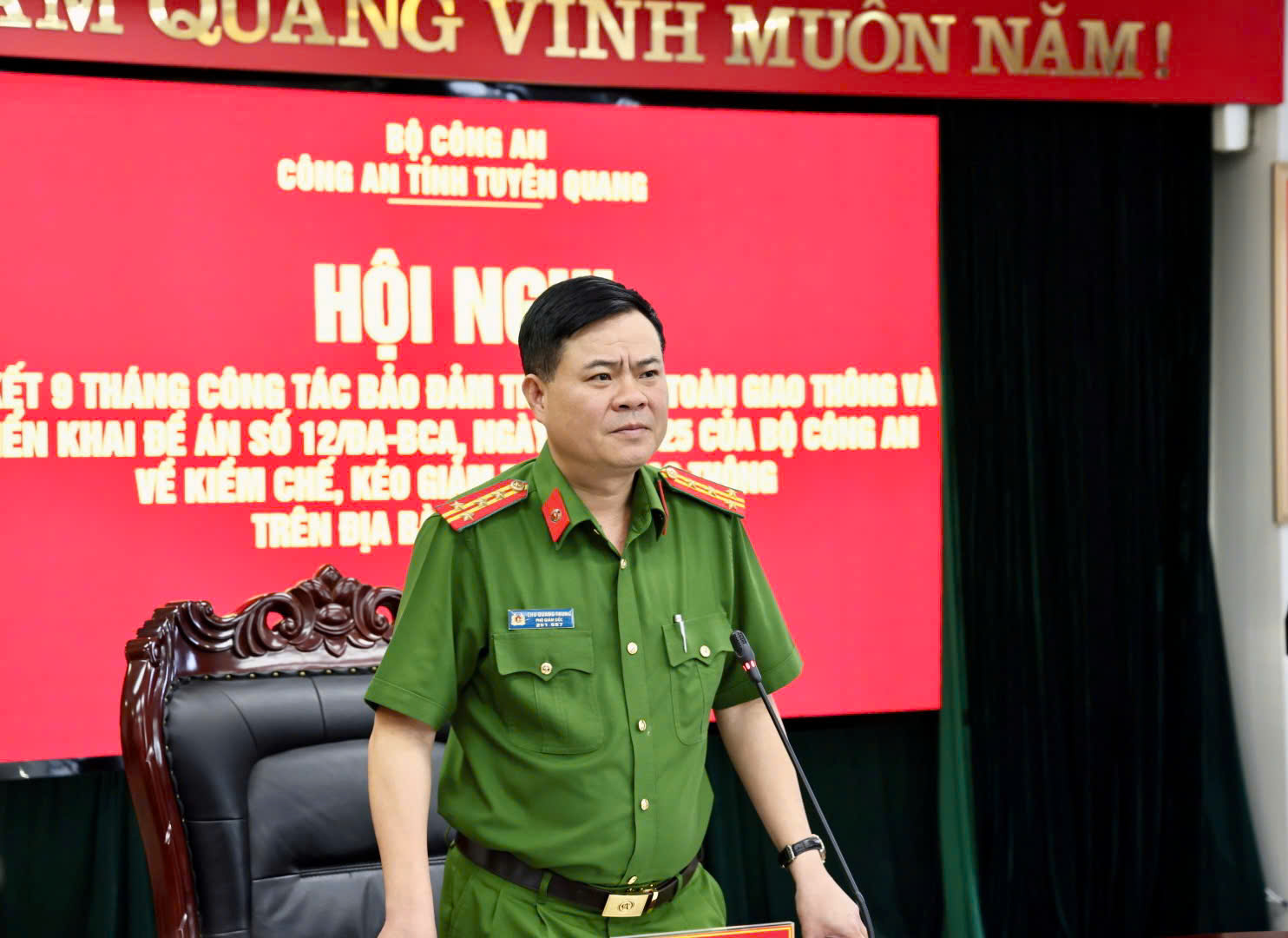 HỘI NGHỊ SƠ KẾT 9 THÁNG CÔNG TÁC ĐẢM BẢO TRẬT TỰ AN TOÀN GIAO THÔNG VÀ TRIỂN KHAI ĐỀ ÁN 12 CỦA BỘ CÔNG AN VỀ KIỀM CHẾ, KÉO GIẢM TAI NẠN AN TOÀN GIAO THÔNG TRÊN ĐỊA BÀN TỈNH NĂM 2025