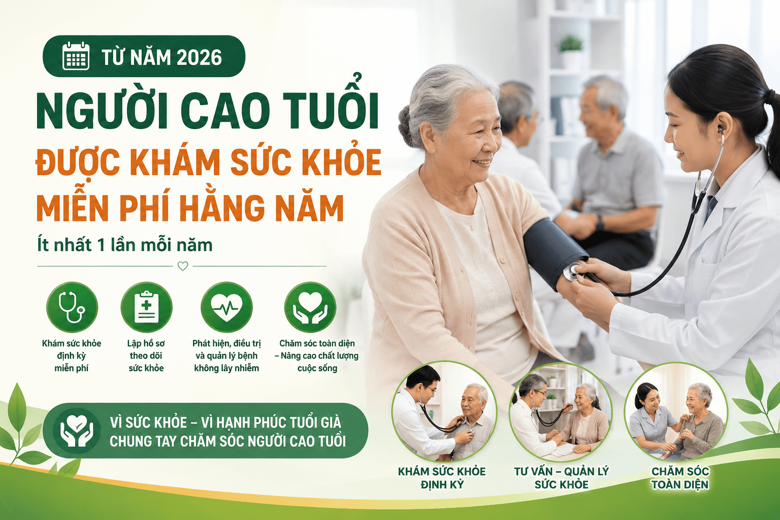 Phấn đấu 90% người cao tuổi được quản lý sức khỏe vào năm 2030