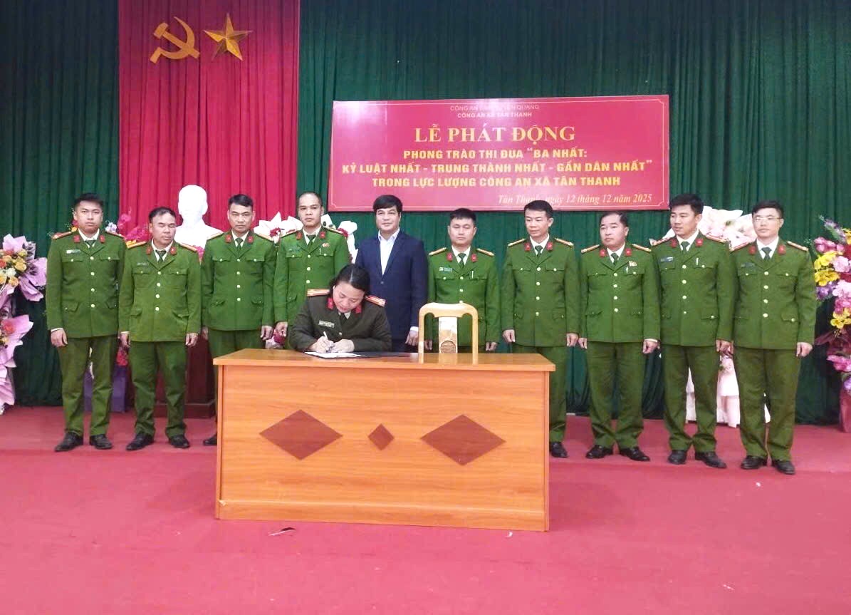 Công an xã Tân Thanh phát động phong trào thi đua "Ba nhất"