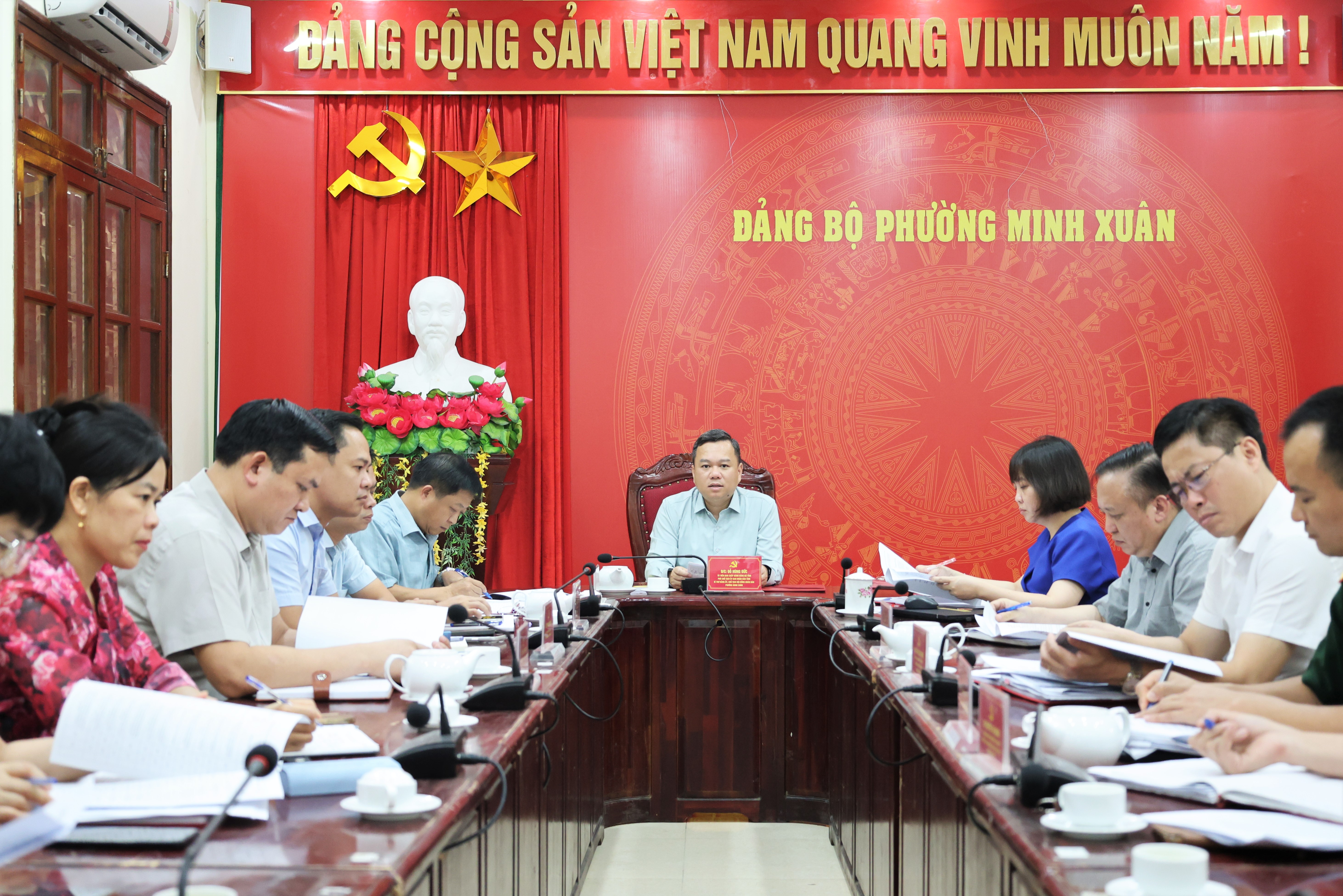 Phường Minh Xuân họp Ban Chỉ đạo cho ý kiến về phương án sắp xếp, sáp nhập tổ dân phố
