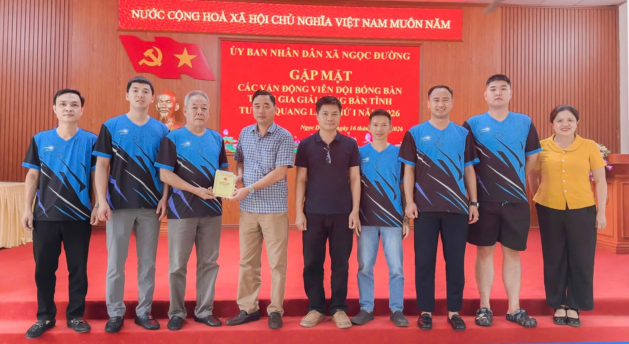 Xã Ngọc Đường gặp mặt các vận động viên tham gia giải bóng bàn tỉnh