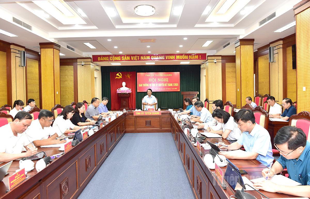 Hội nghị Ban Thường vụ Tỉnh ủy chuyên đề tháng 7-2025