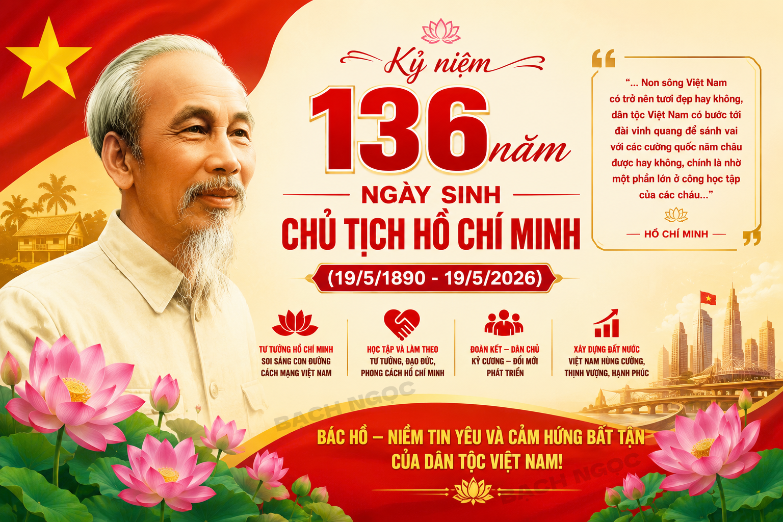 Kỷ niệm 136 năm này sinh chủ tịch Hồ Chí Minh  (19/5/1890 – 19/5/2026)