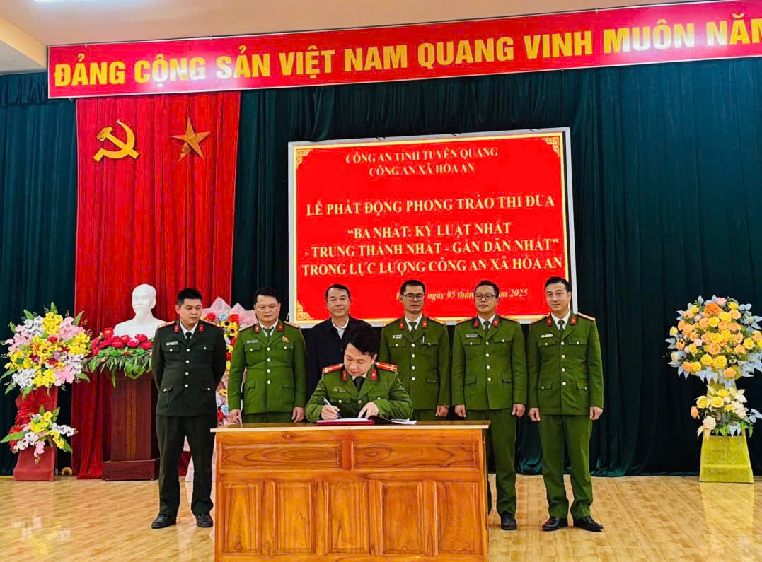 CÔNG AN XÃ HÒA AN PHÁT ĐỘNG PHONG TRÀO THI ĐUA “BA NHẤT” 