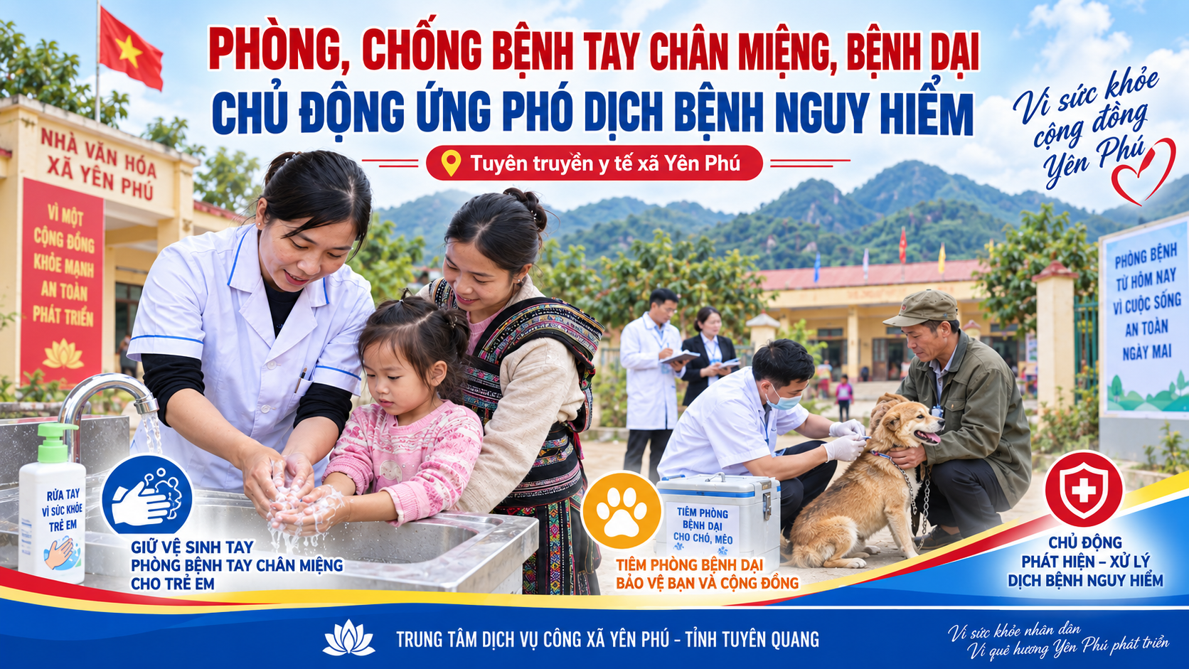 YÊN PHÚ CHỦ ĐỘNG PHÒNG, CHỐNG BỆNH TAY CHÂN MIỆNG, BỆNH DẠI VÀ CÁC DỊCH BỆNH NGUY HIỂM TRÊN NGƯỜI